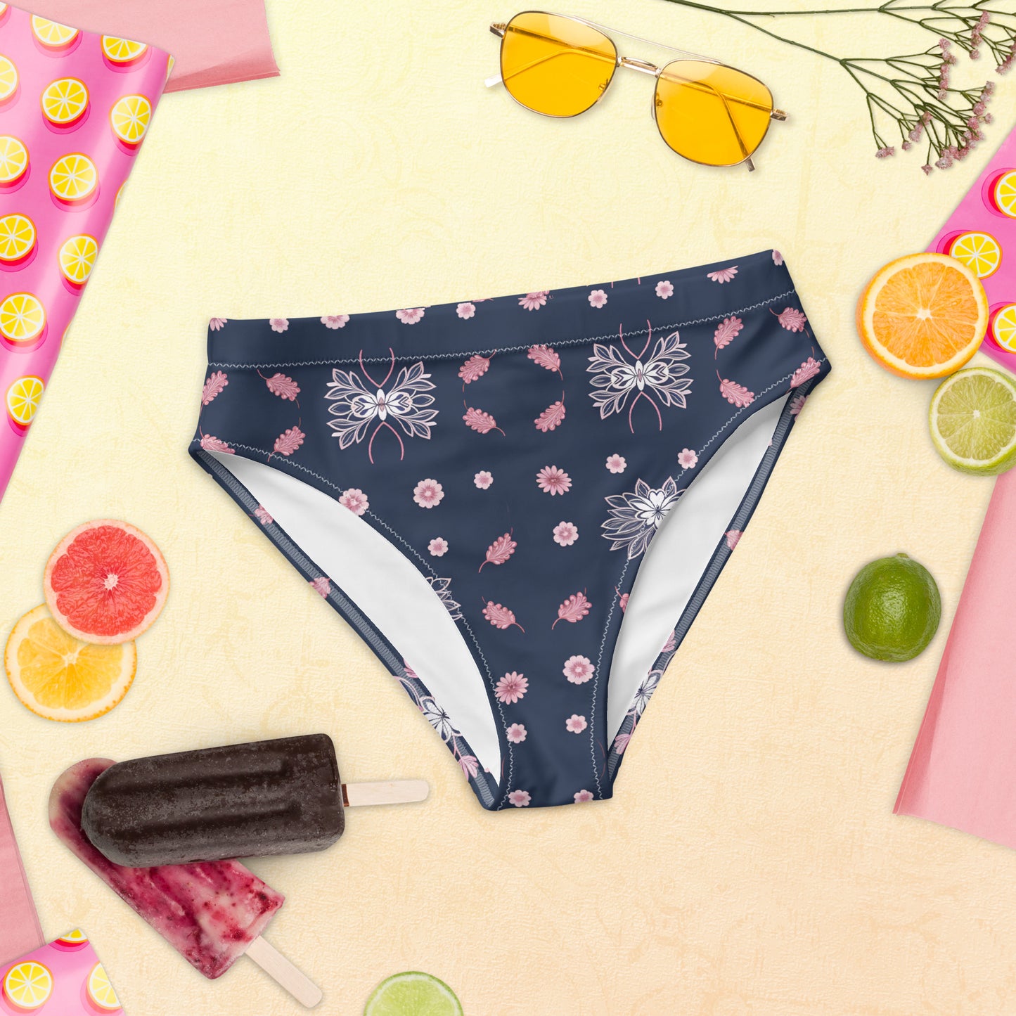 Recycled high-waisted bikini bottom