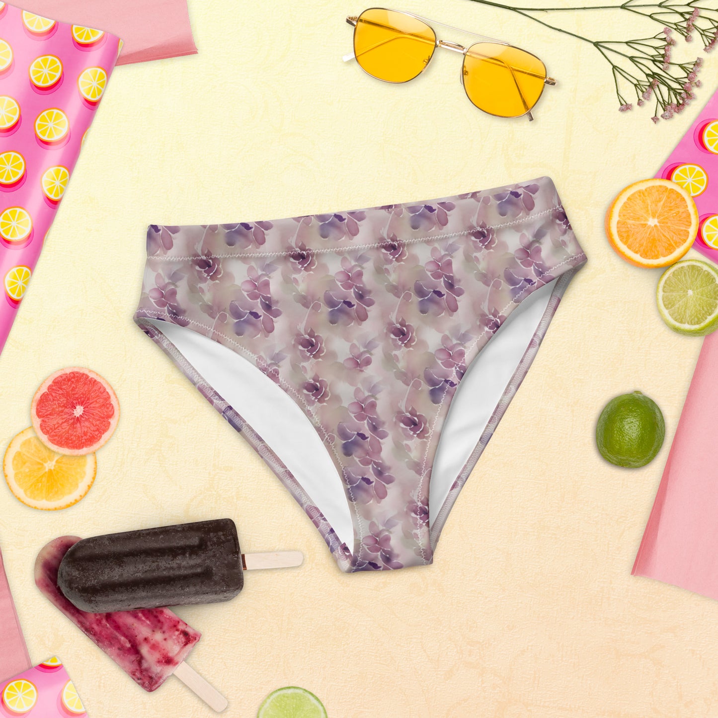 Recycled high-waisted bikini bottom