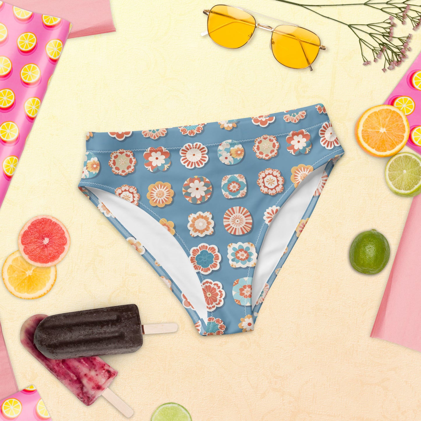 Recycled high-waisted bikini bottom