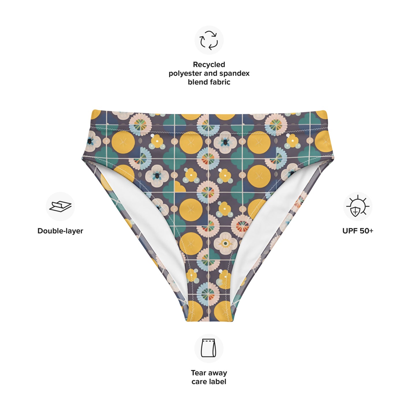 Recycled high-waisted bikini bottom