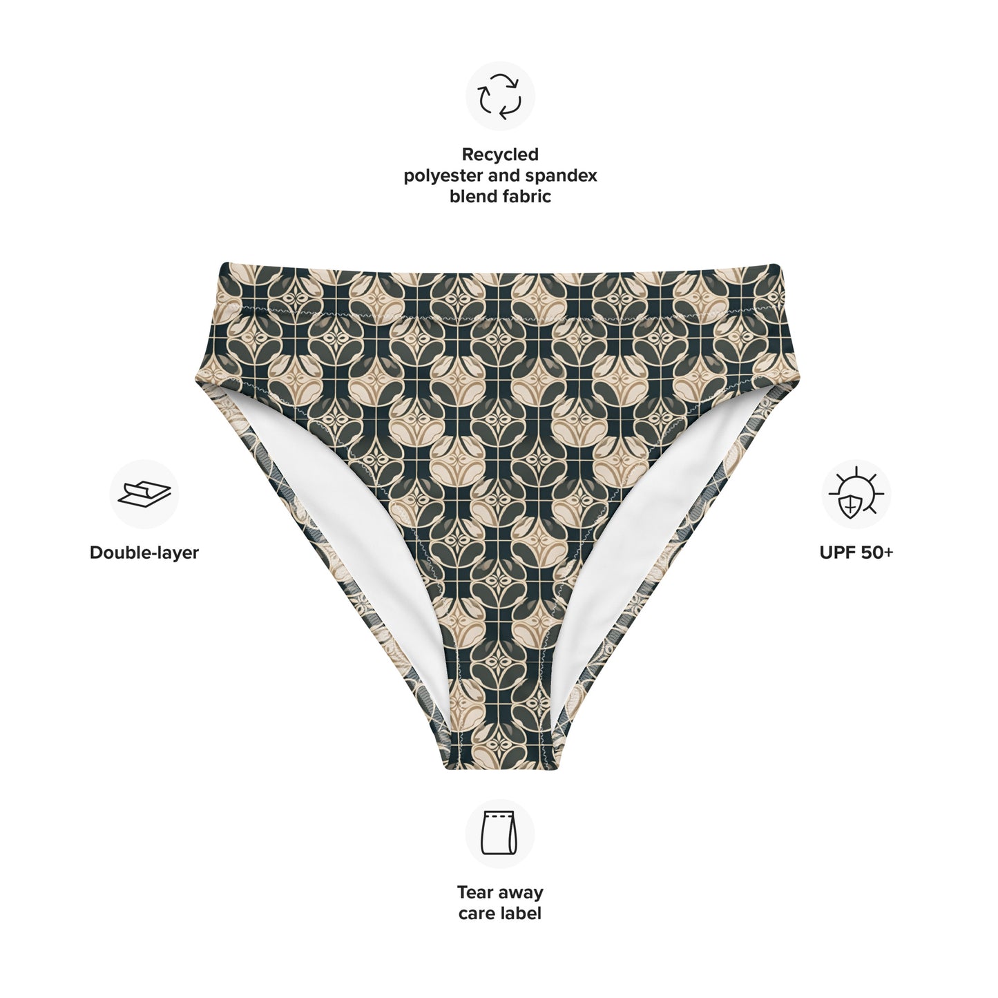 Recycled high-waisted bikini bottom