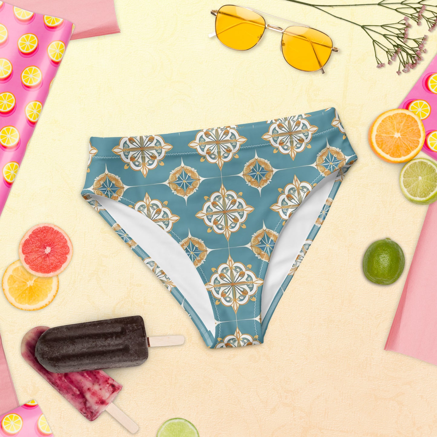 Recycled high-waisted bikini bottom