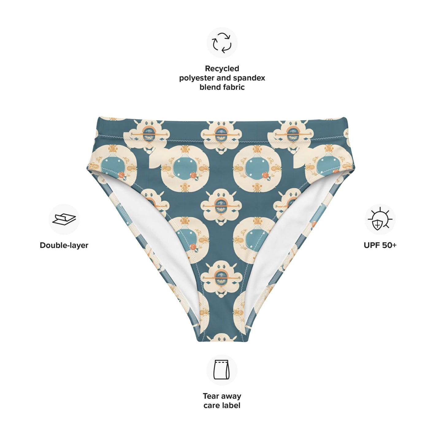 Recycled high-waisted bikini bottom