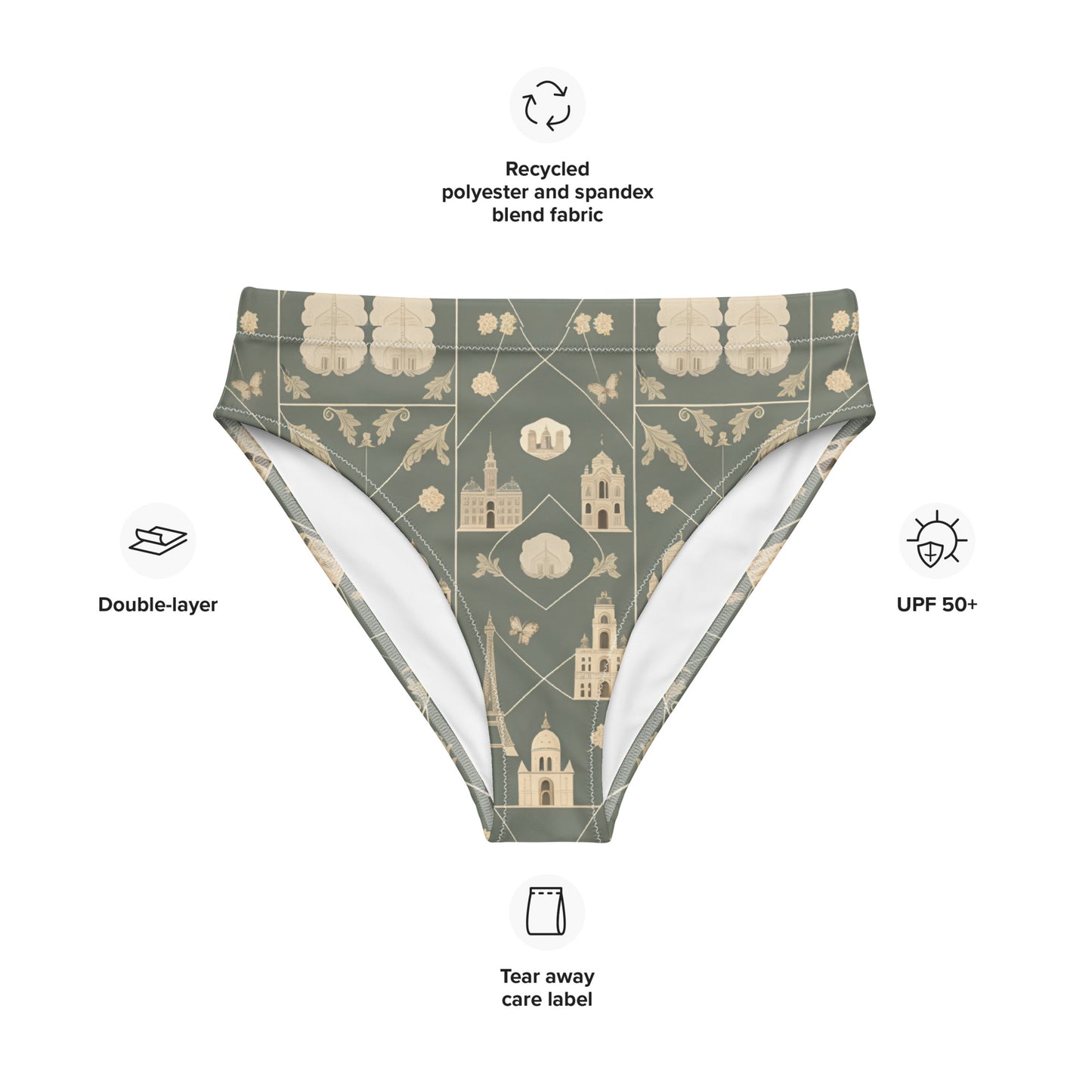 Recycled high-waisted bikini bottom