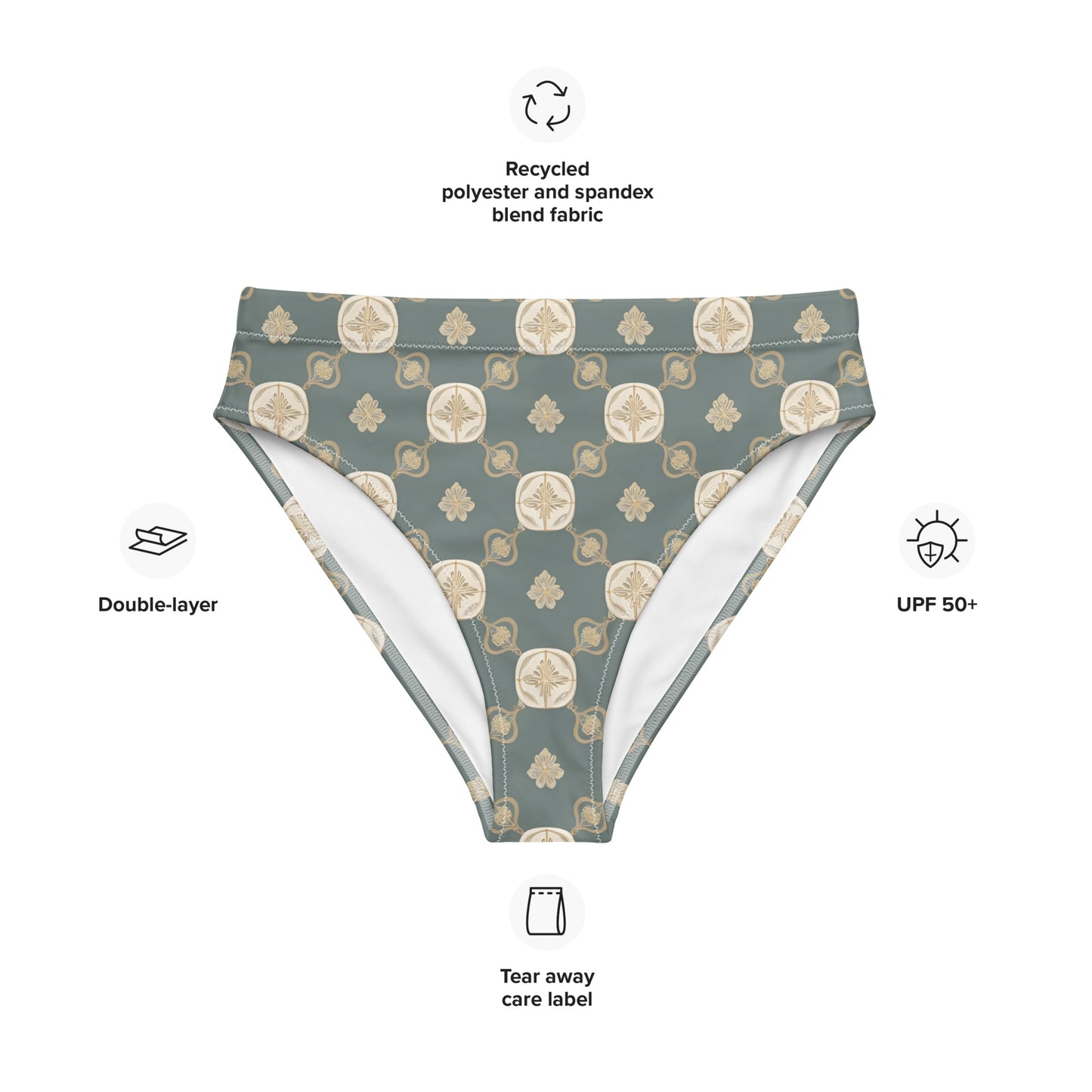 Recycled high-waisted bikini bottom