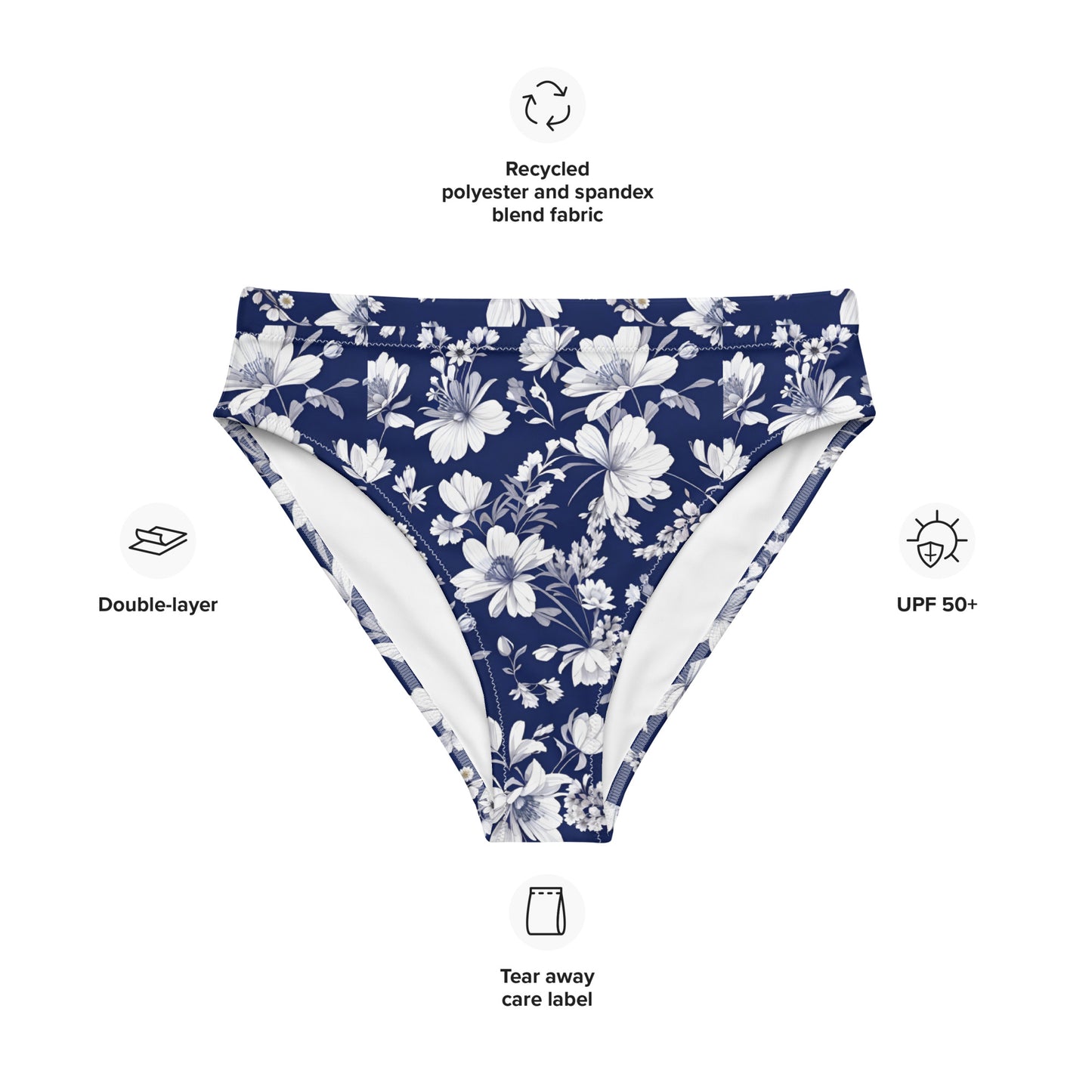 Recycled high-waisted bikini bottom