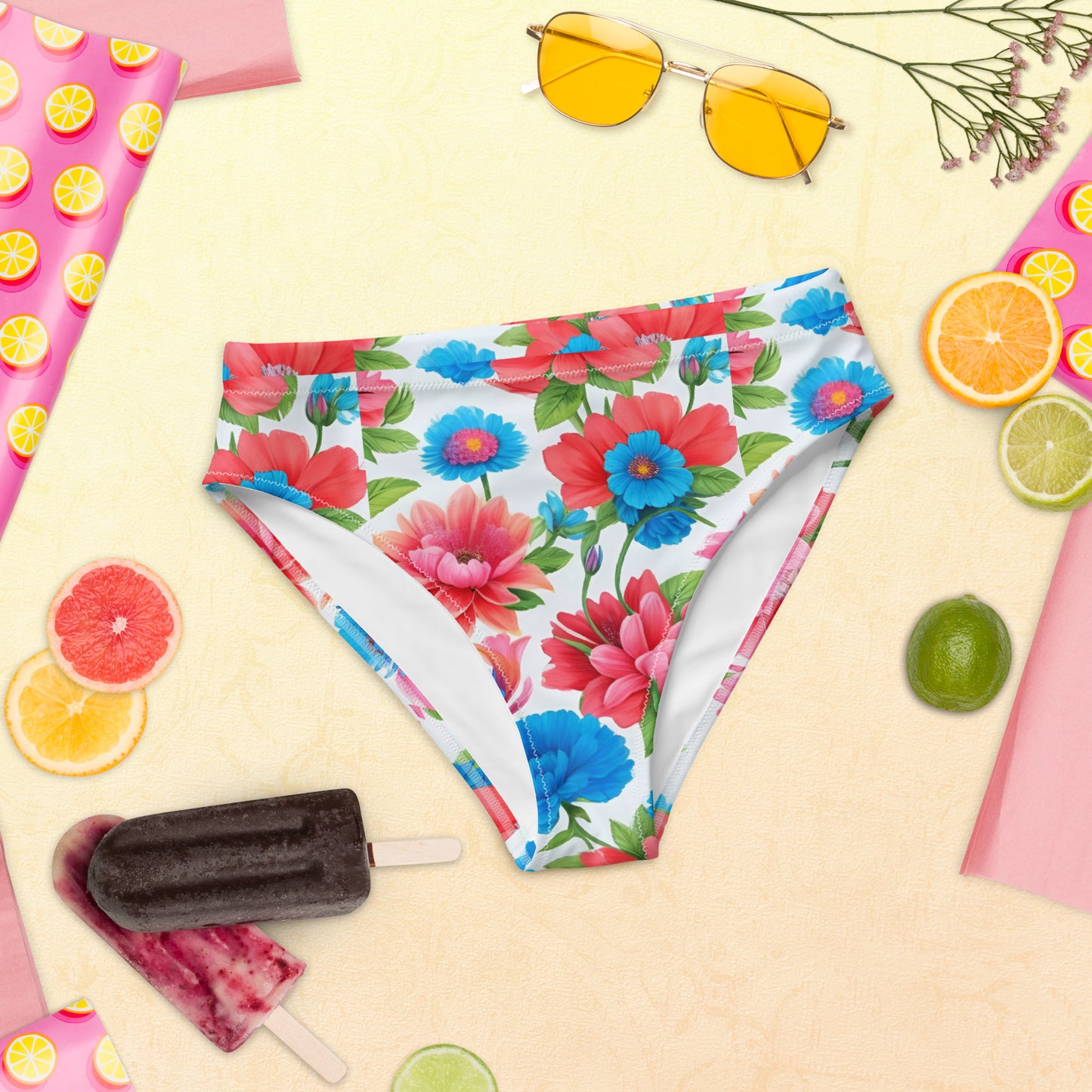 Recycled high-waisted bikini bottom