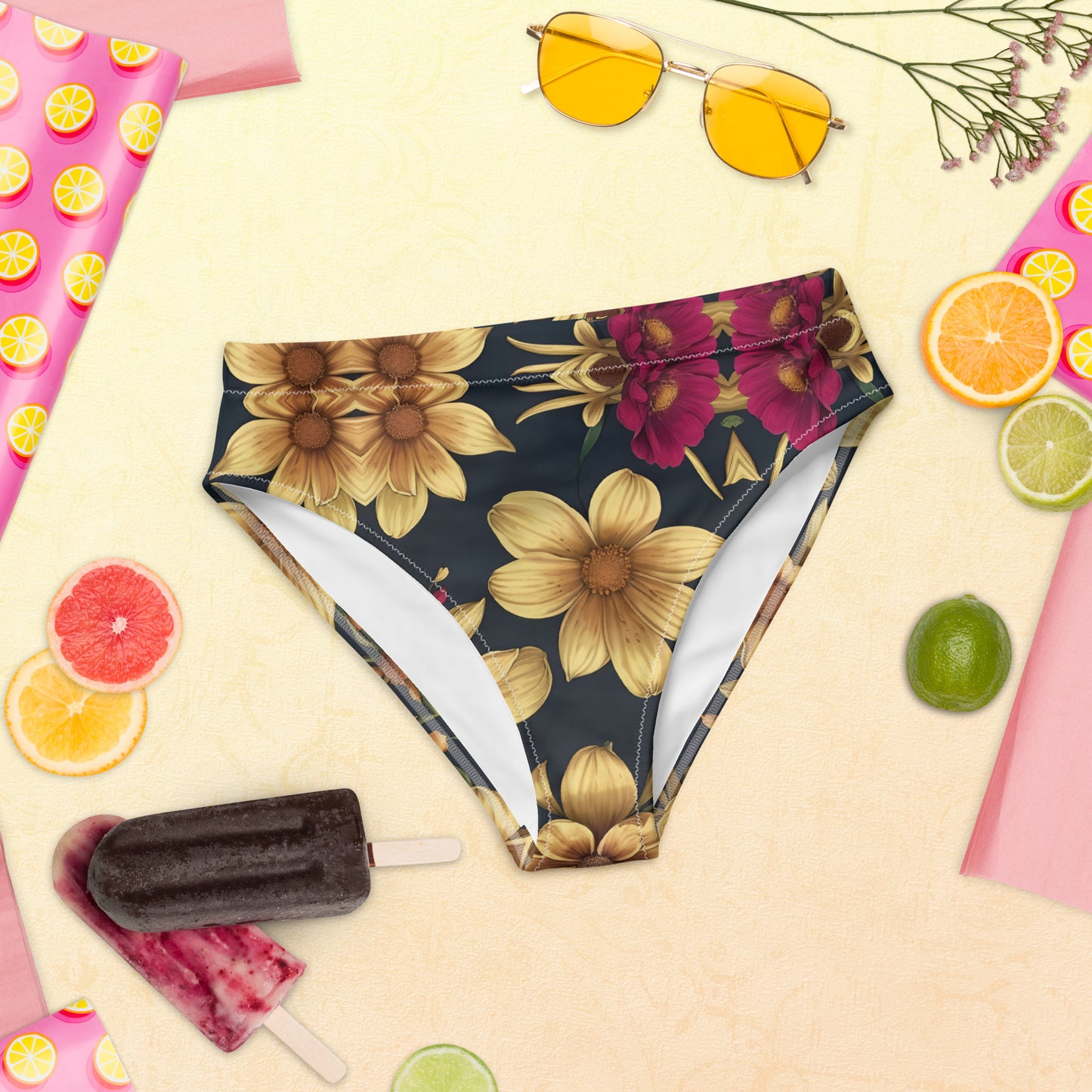 Recycled high-waisted bikini bottom