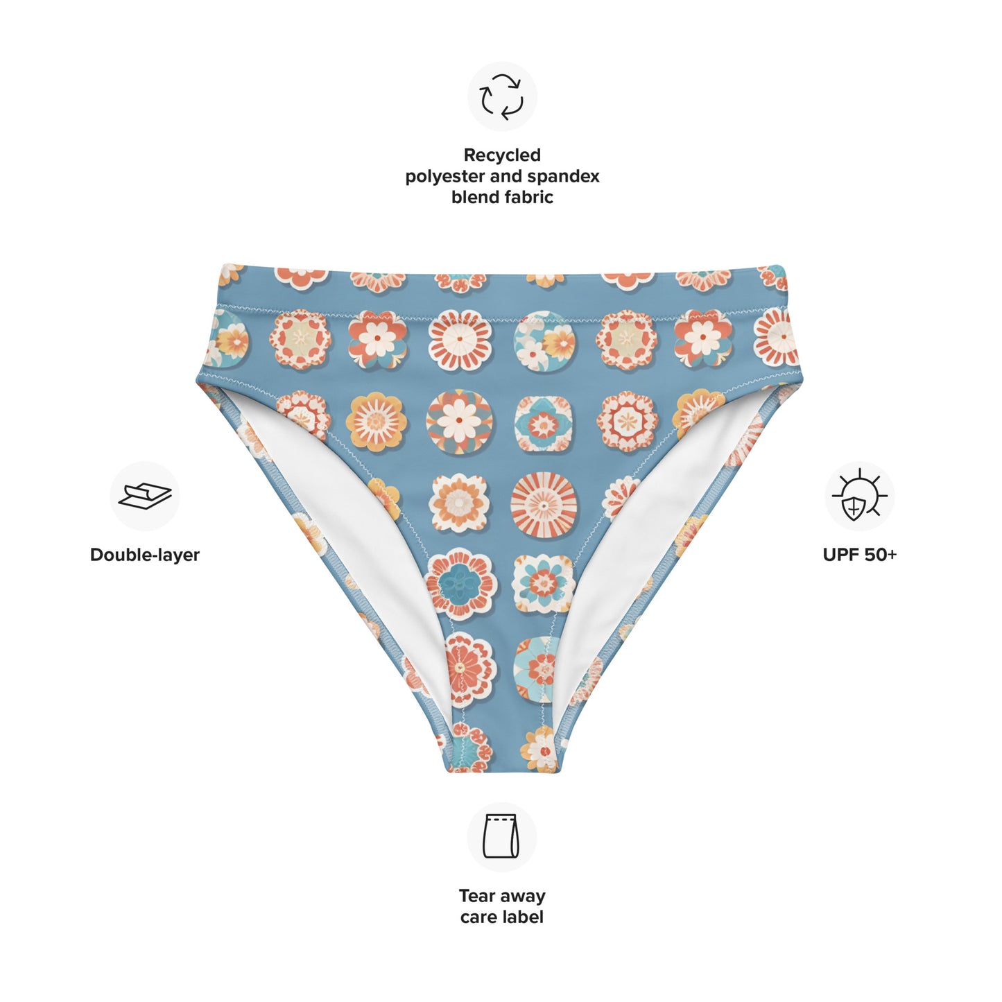 Recycled high-waisted bikini bottom