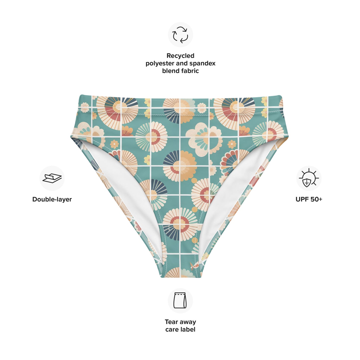 Recycled high-waisted bikini bottom