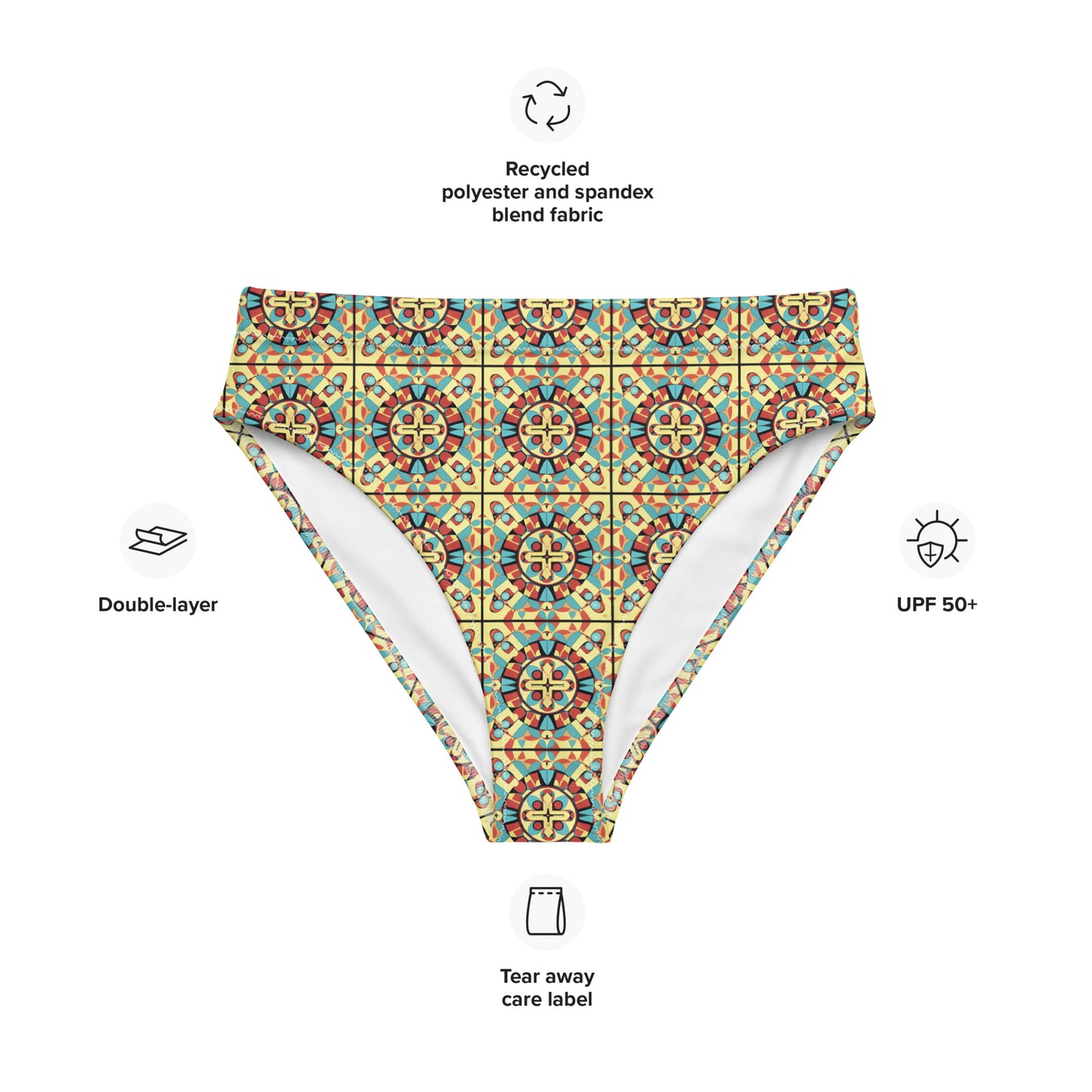 Recycled high-waisted bikini bottom