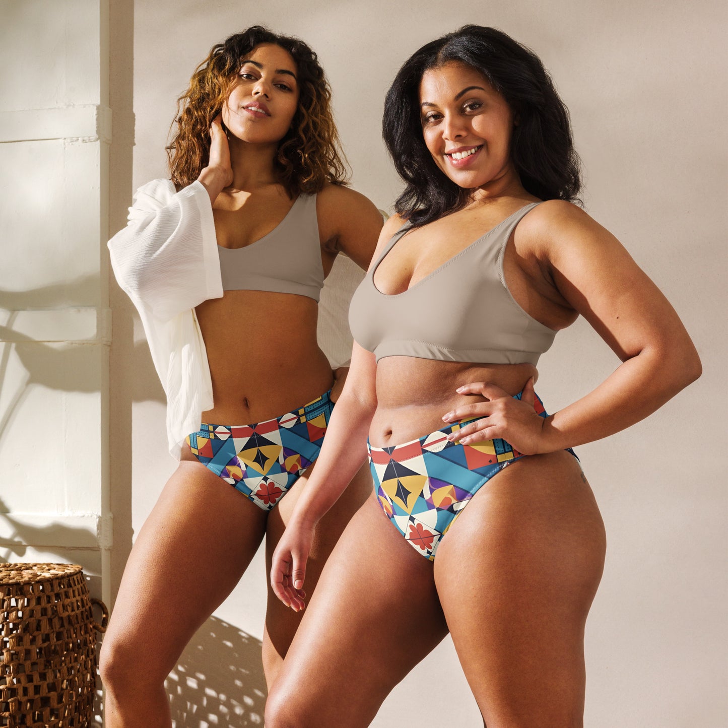 Recycled high-waisted bikini bottom