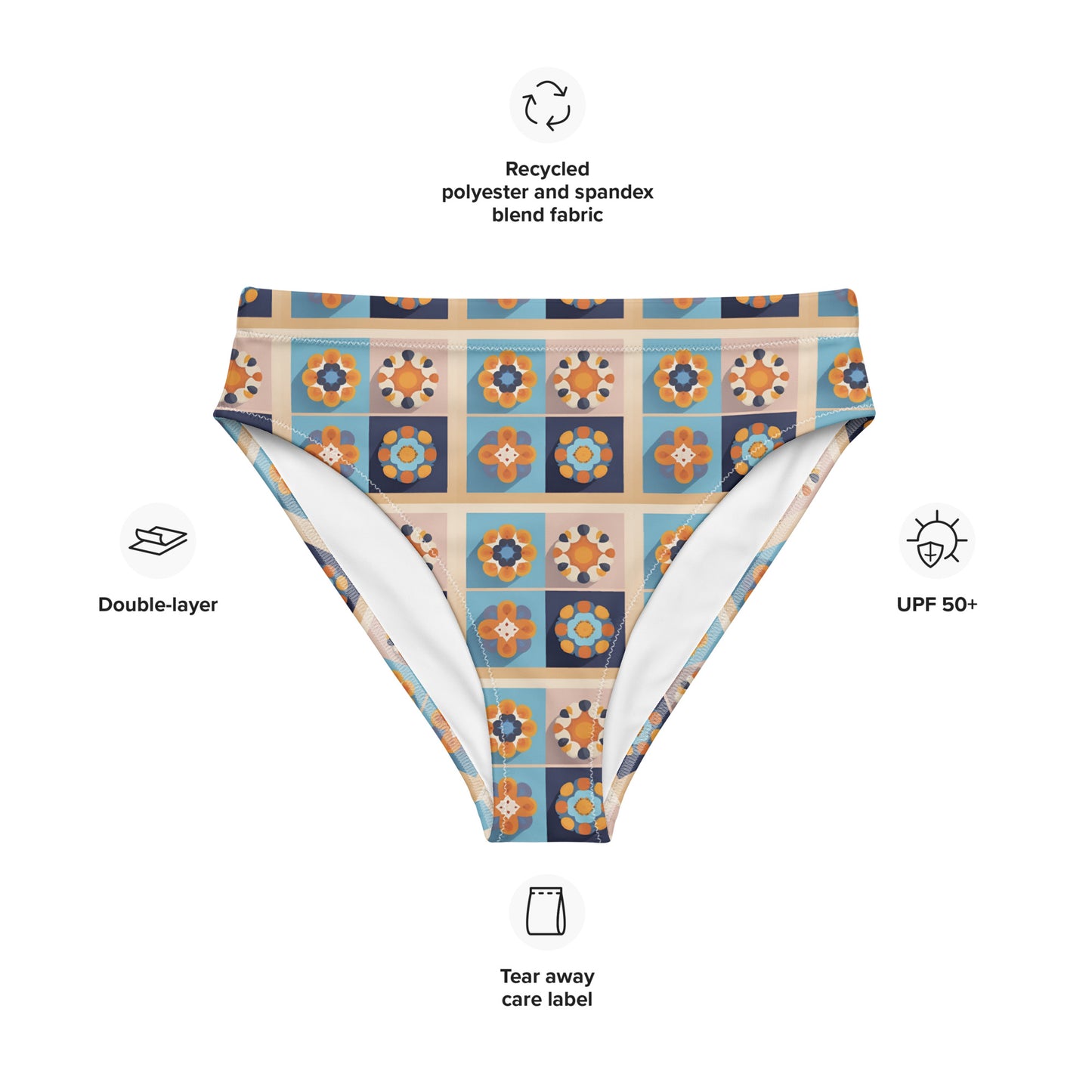 Recycled high-waisted bikini bottom