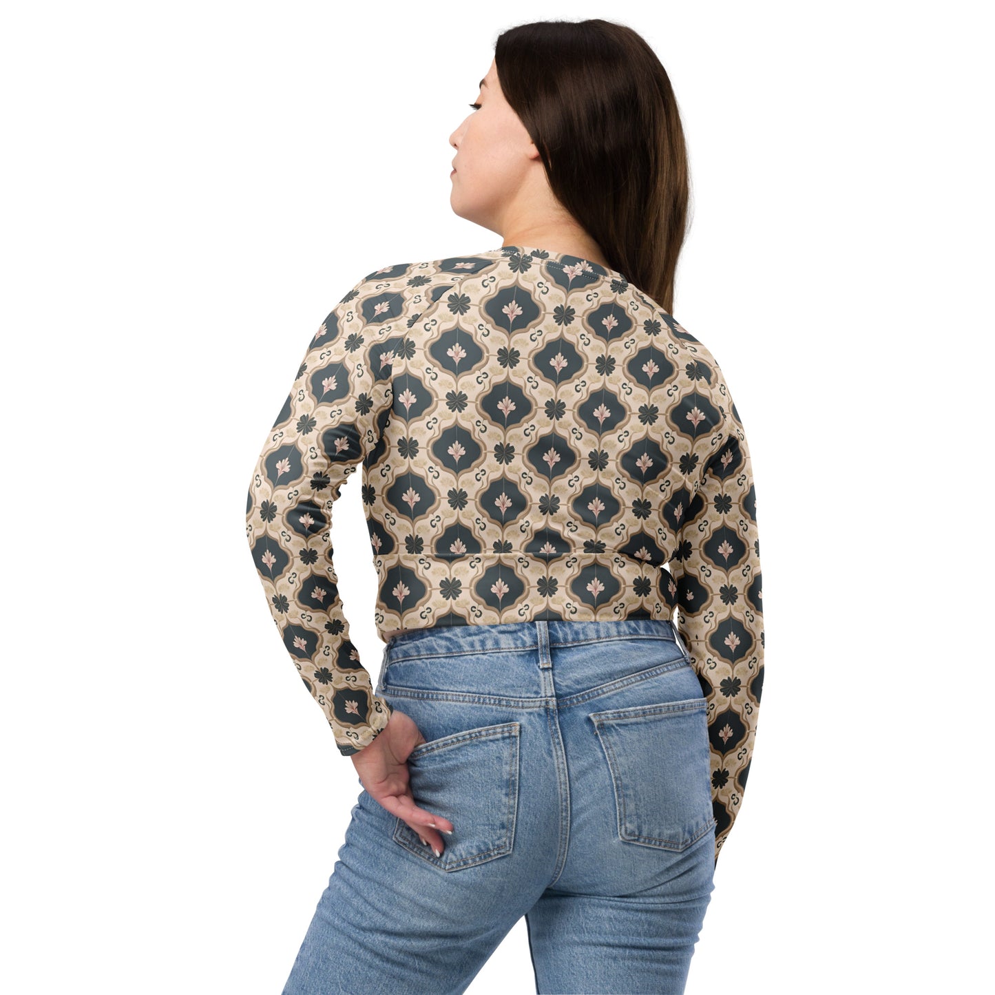 Recycled long-sleeve crop top