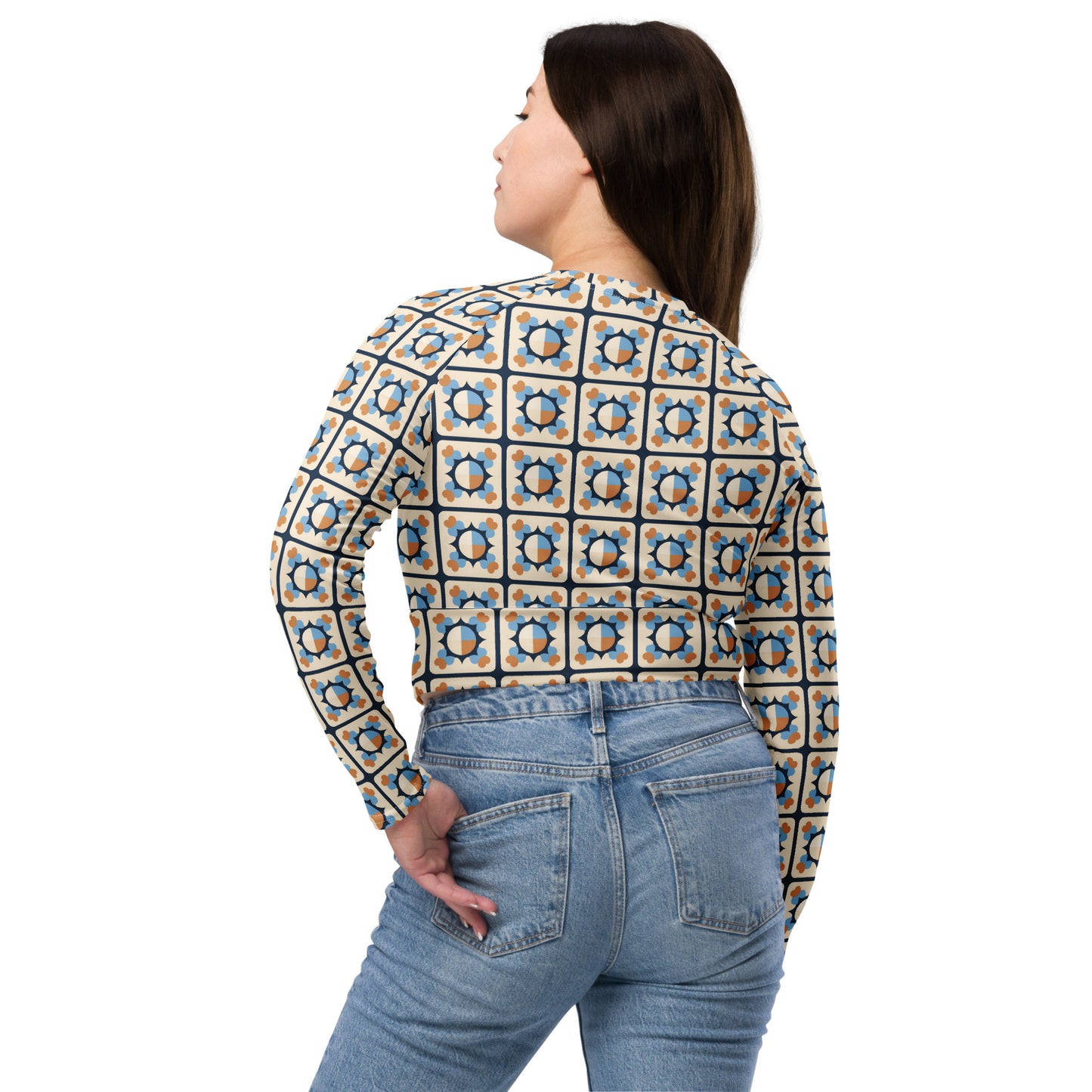 Recycled long-sleeve crop top