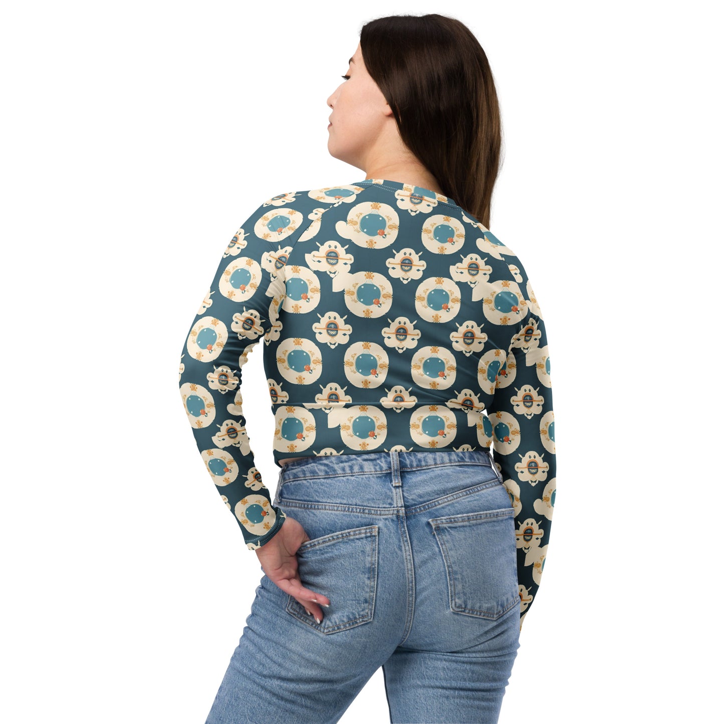 Recycled long-sleeve crop top