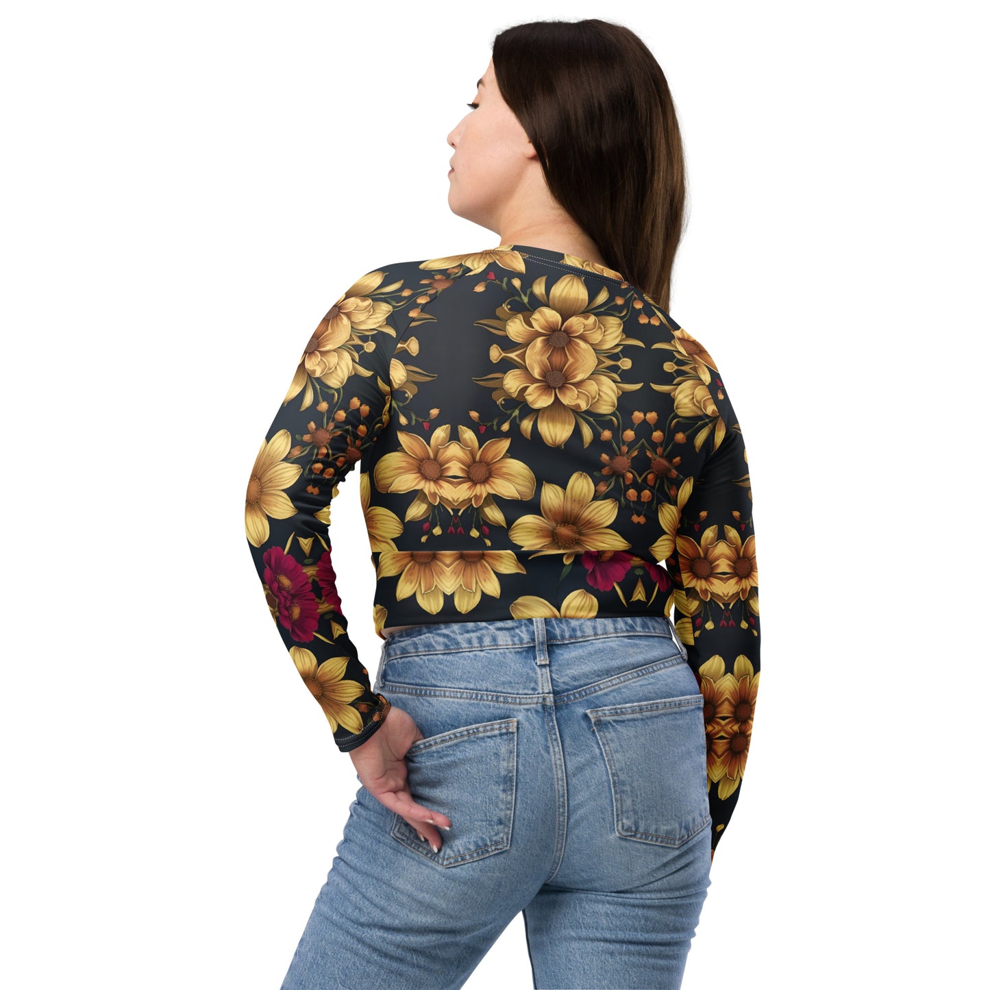 Recycled long-sleeve crop top