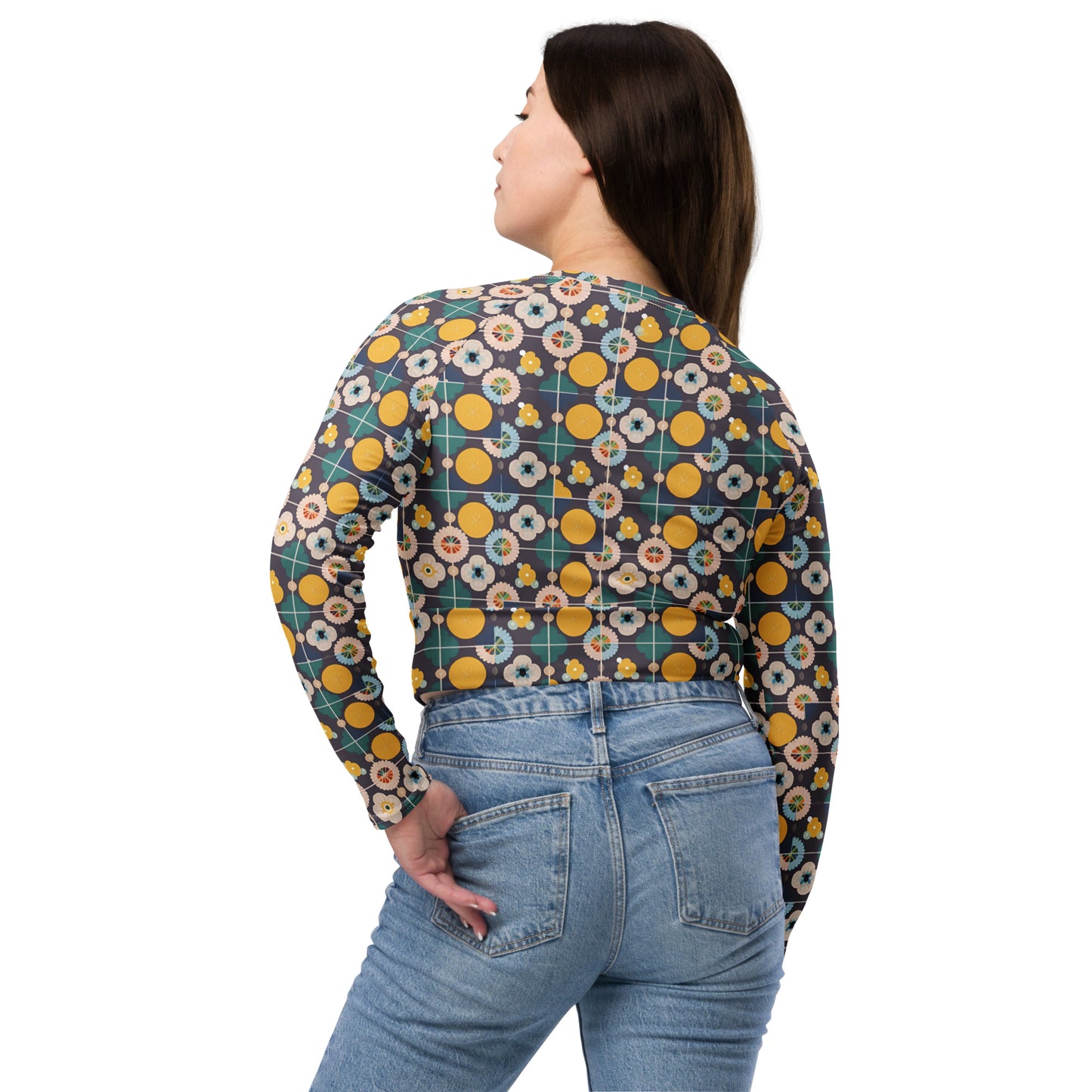 Recycled long-sleeve crop top