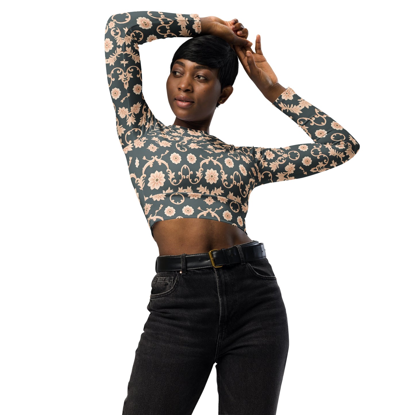 Recycled long-sleeve crop top