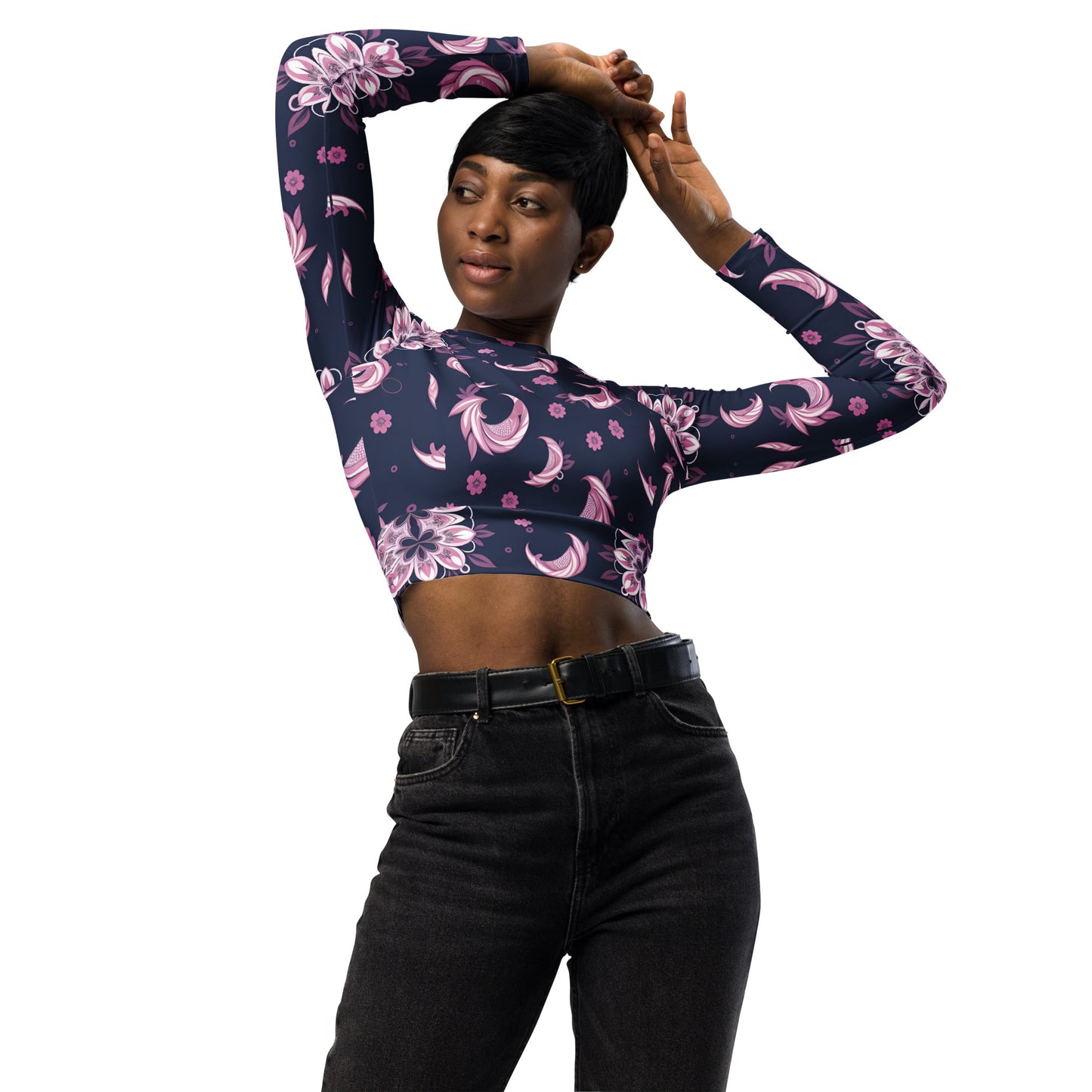 Recycled long-sleeve crop top