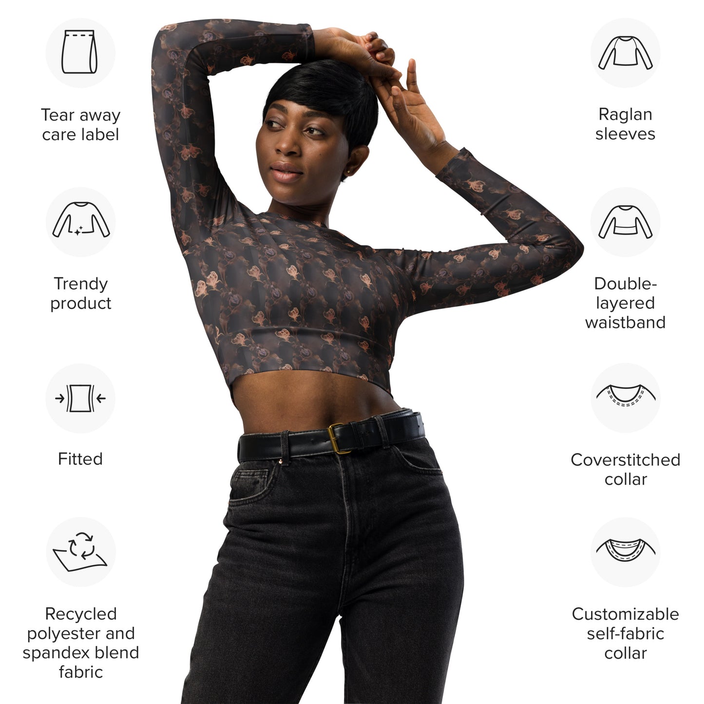 Recycled long-sleeve crop top