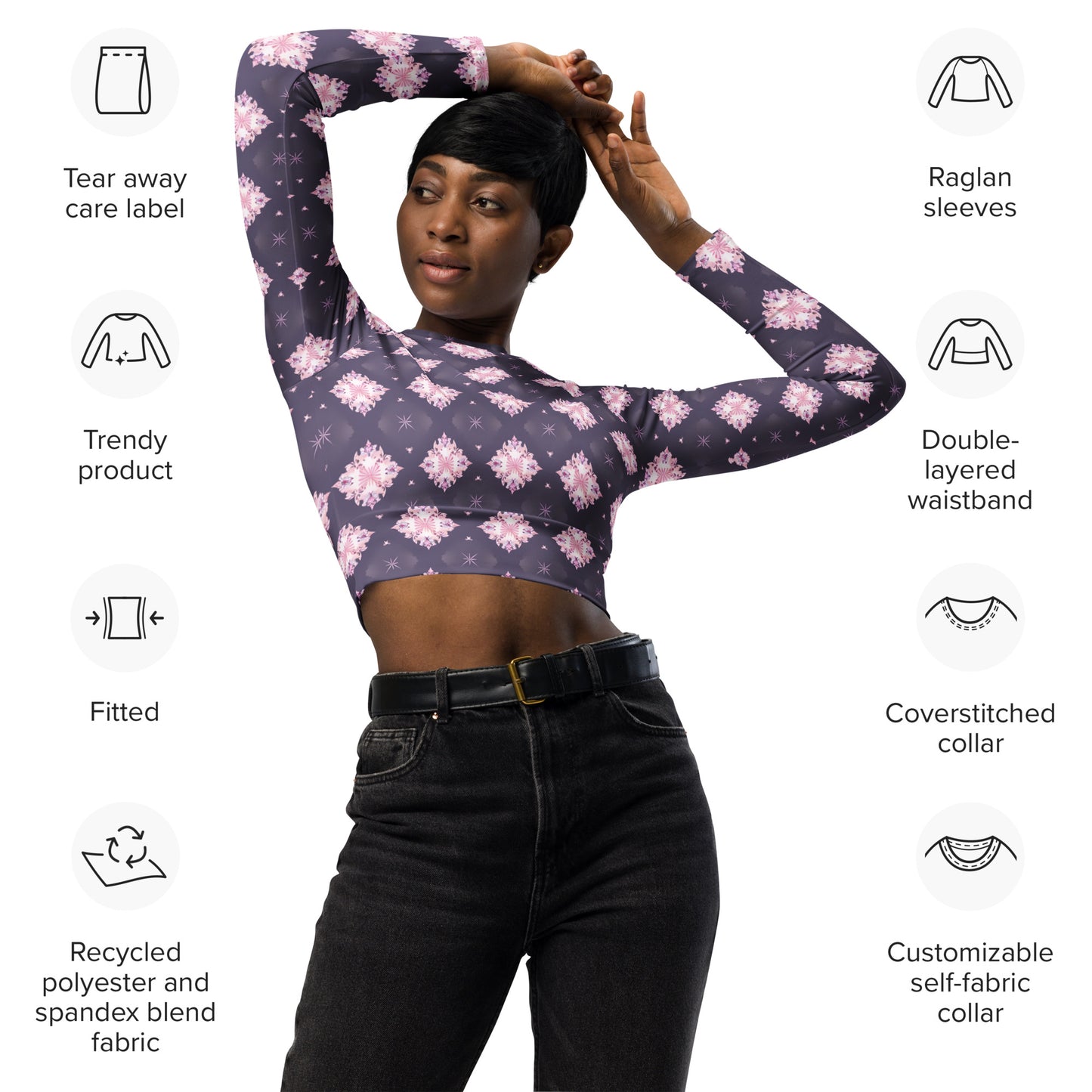 Recycled long-sleeve crop top