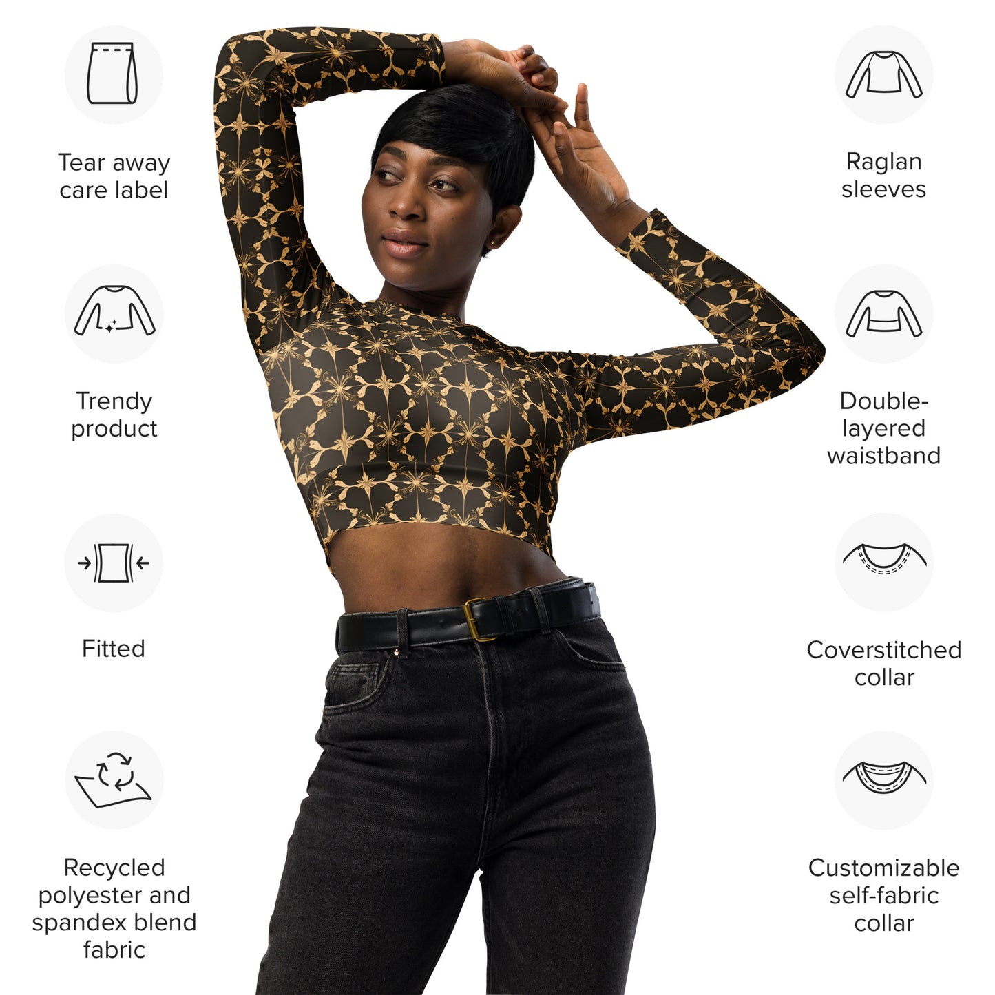 Recycled long-sleeve crop top