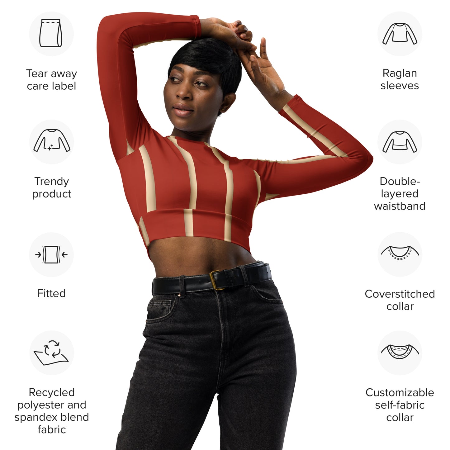 Recycled long-sleeve crop top