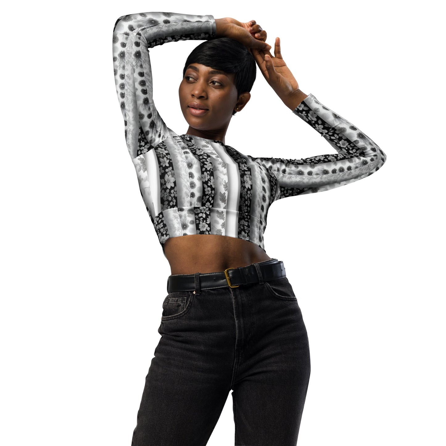 Recycled long-sleeve crop top