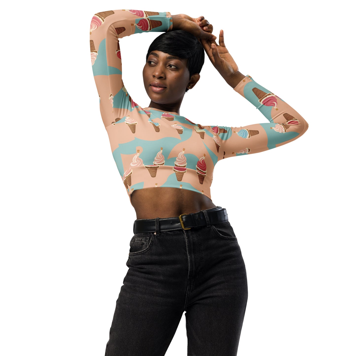 Recycled long-sleeve crop top