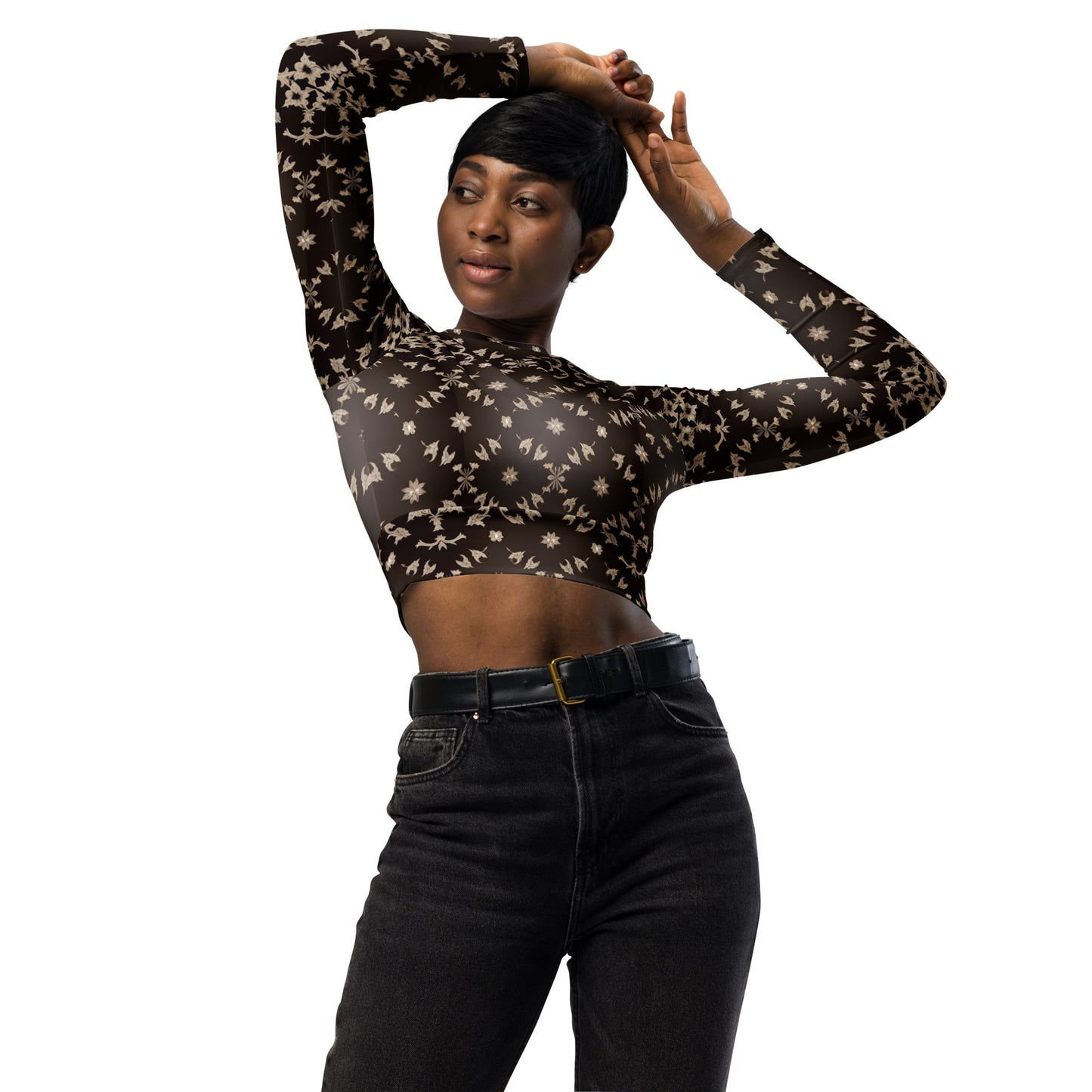 Recycled long-sleeve crop top