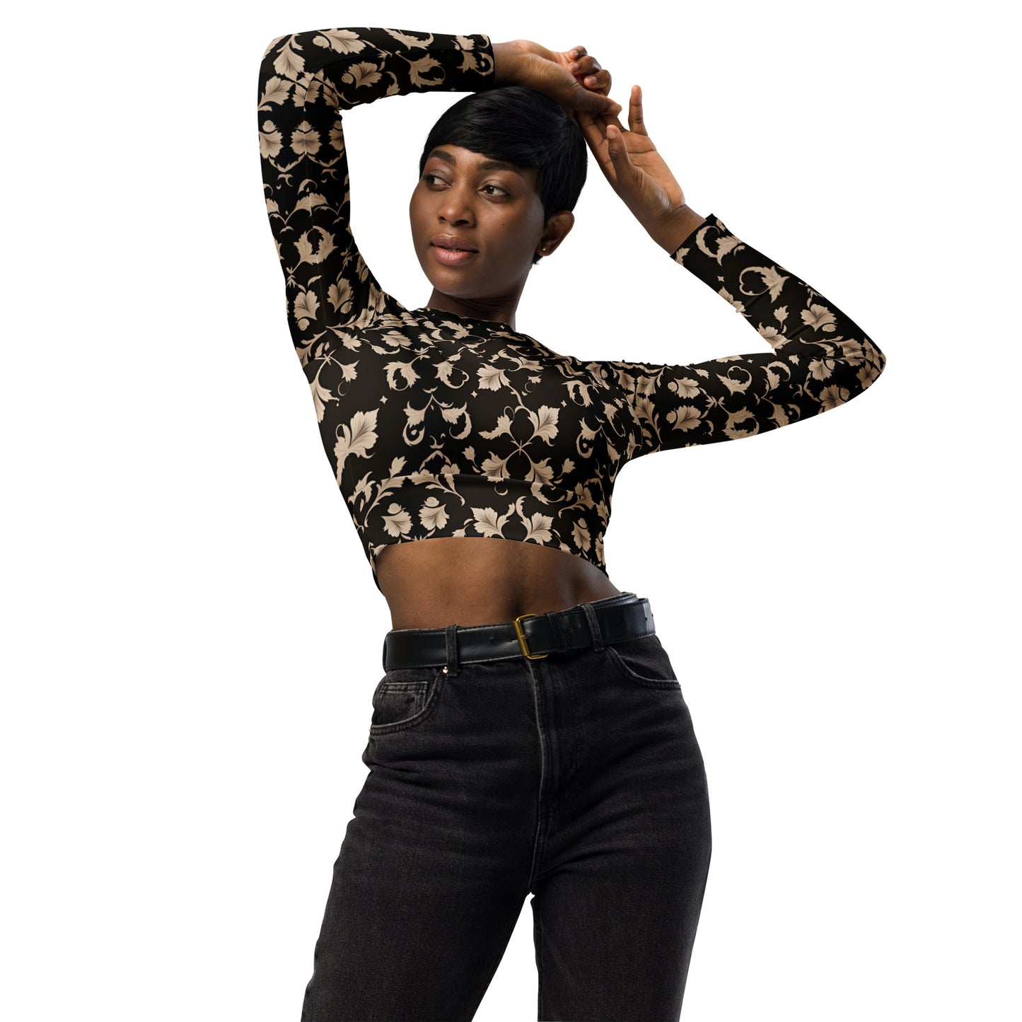 Recycled long-sleeve crop top