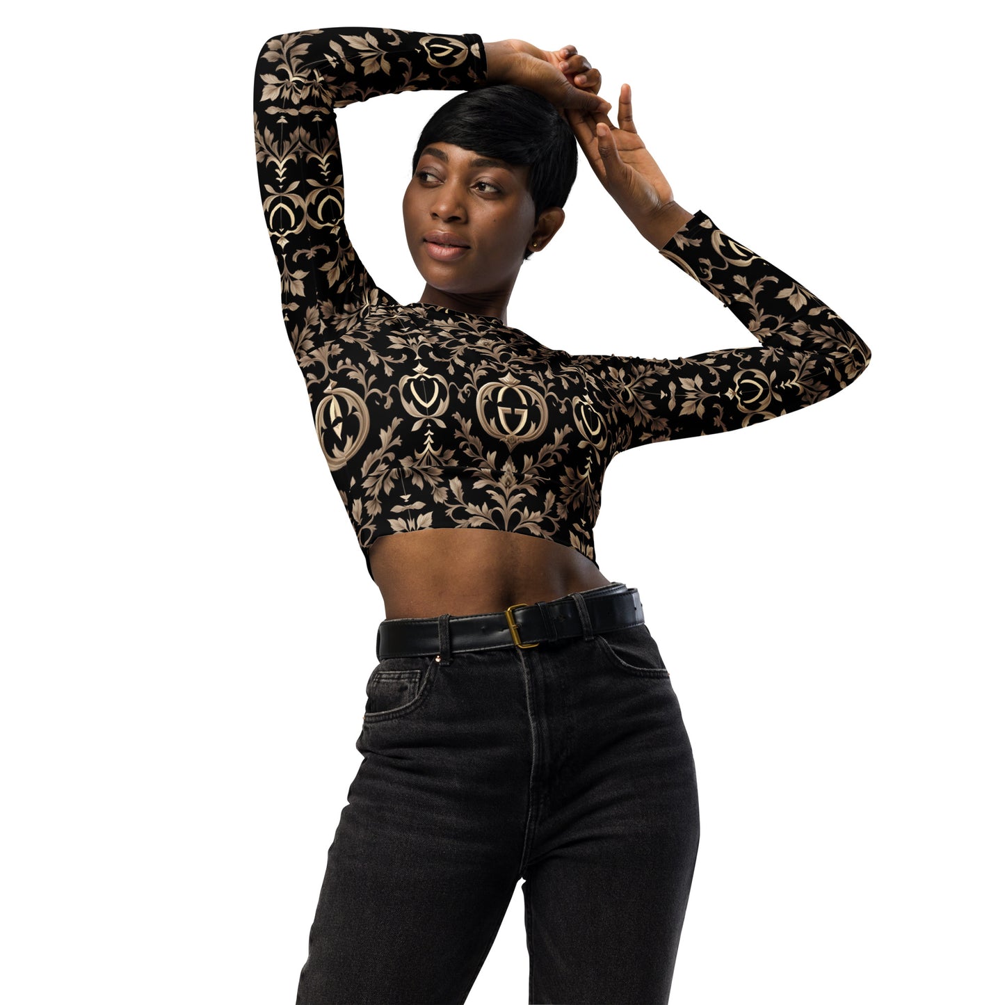 Recycled long-sleeve crop top