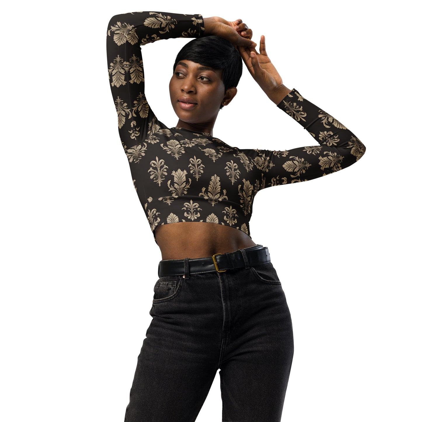 Recycled long-sleeve crop top