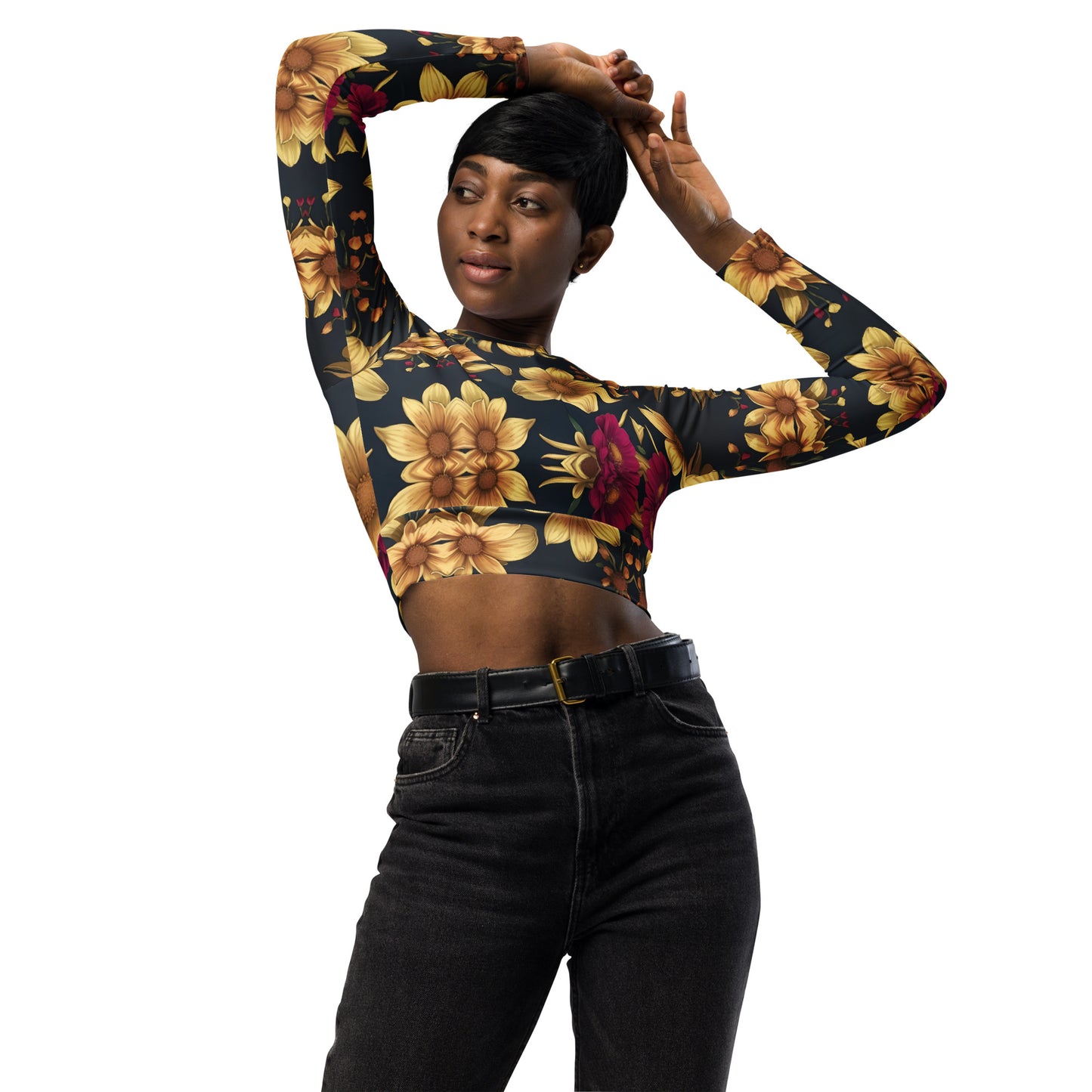 Recycled long-sleeve crop top