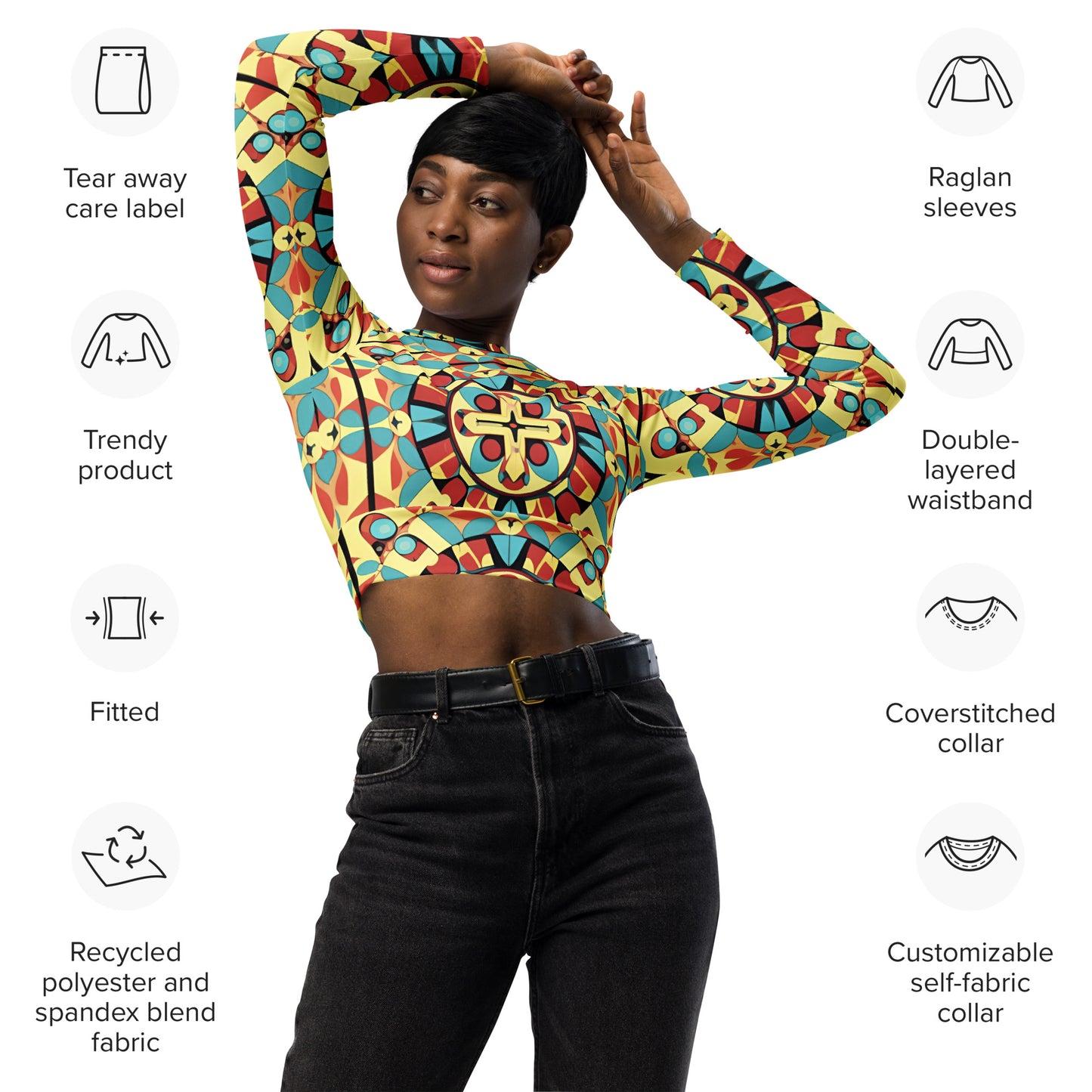 Recycled long-sleeve crop top