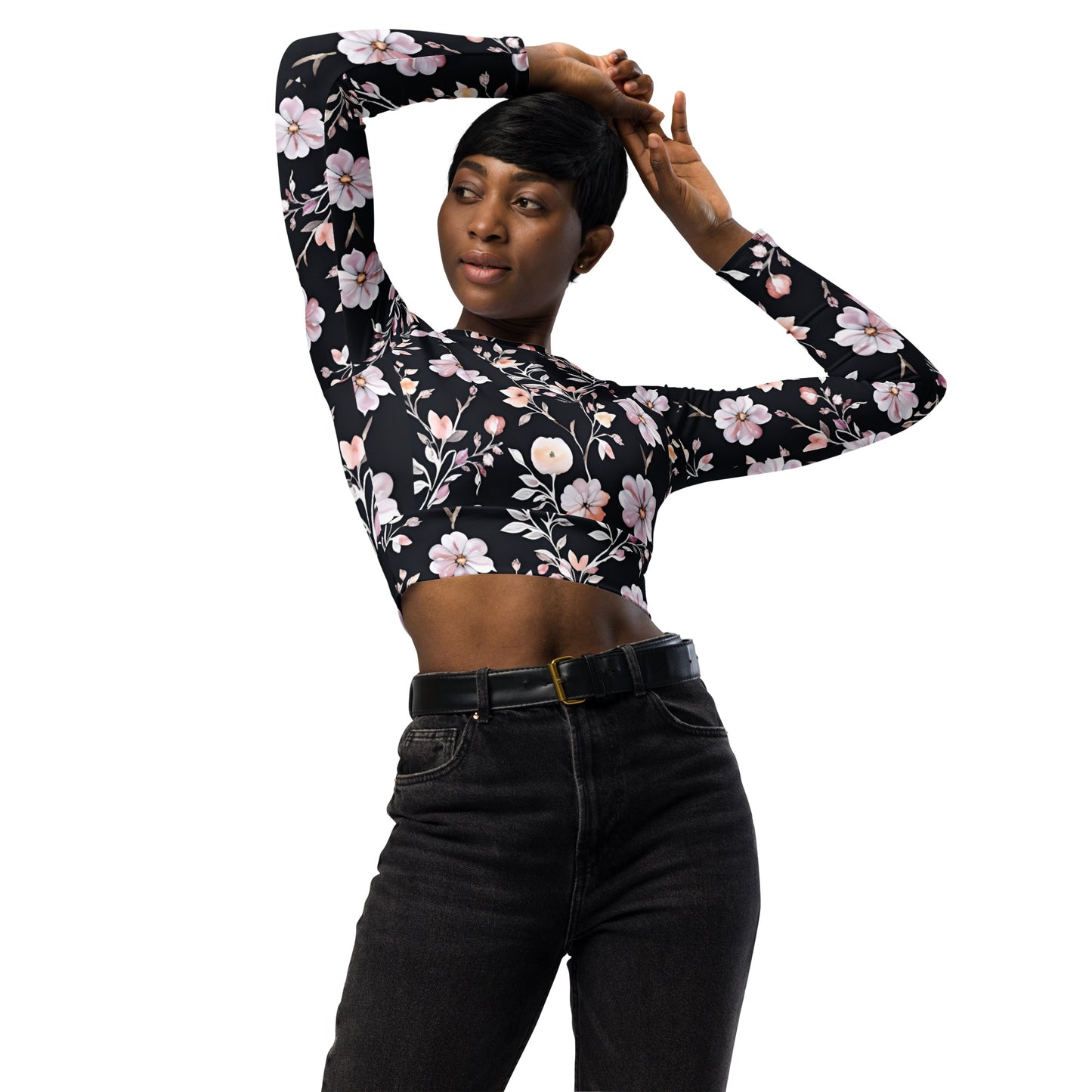 Recycled long-sleeve crop top