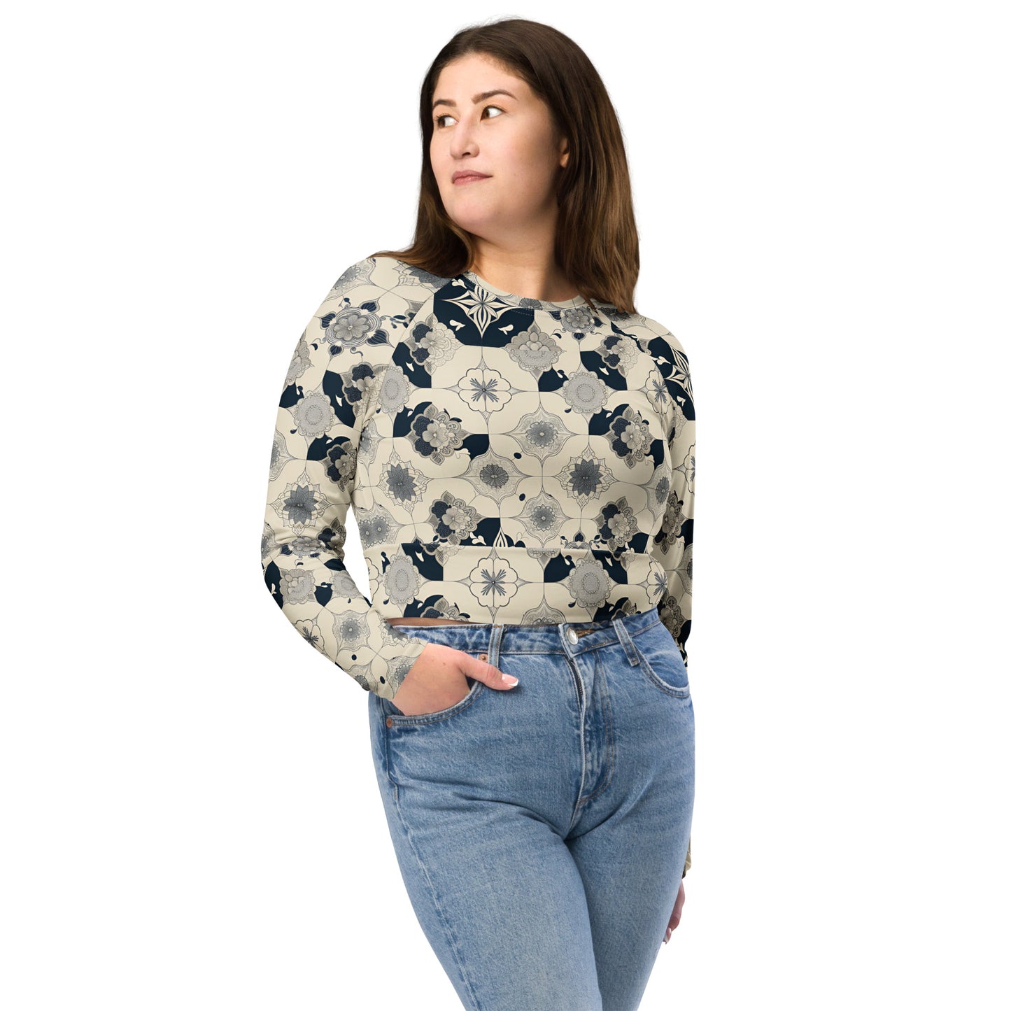 Recycled long-sleeve crop top