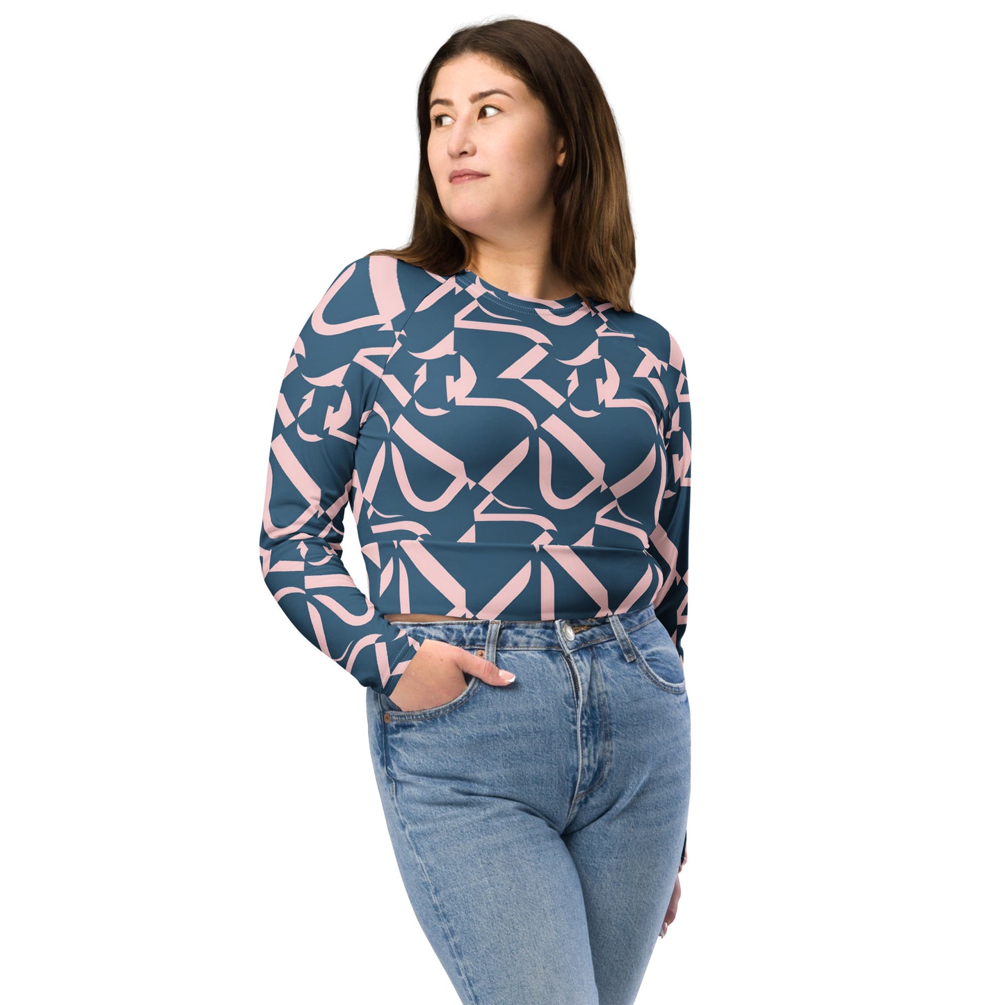 Recycled long-sleeve crop top