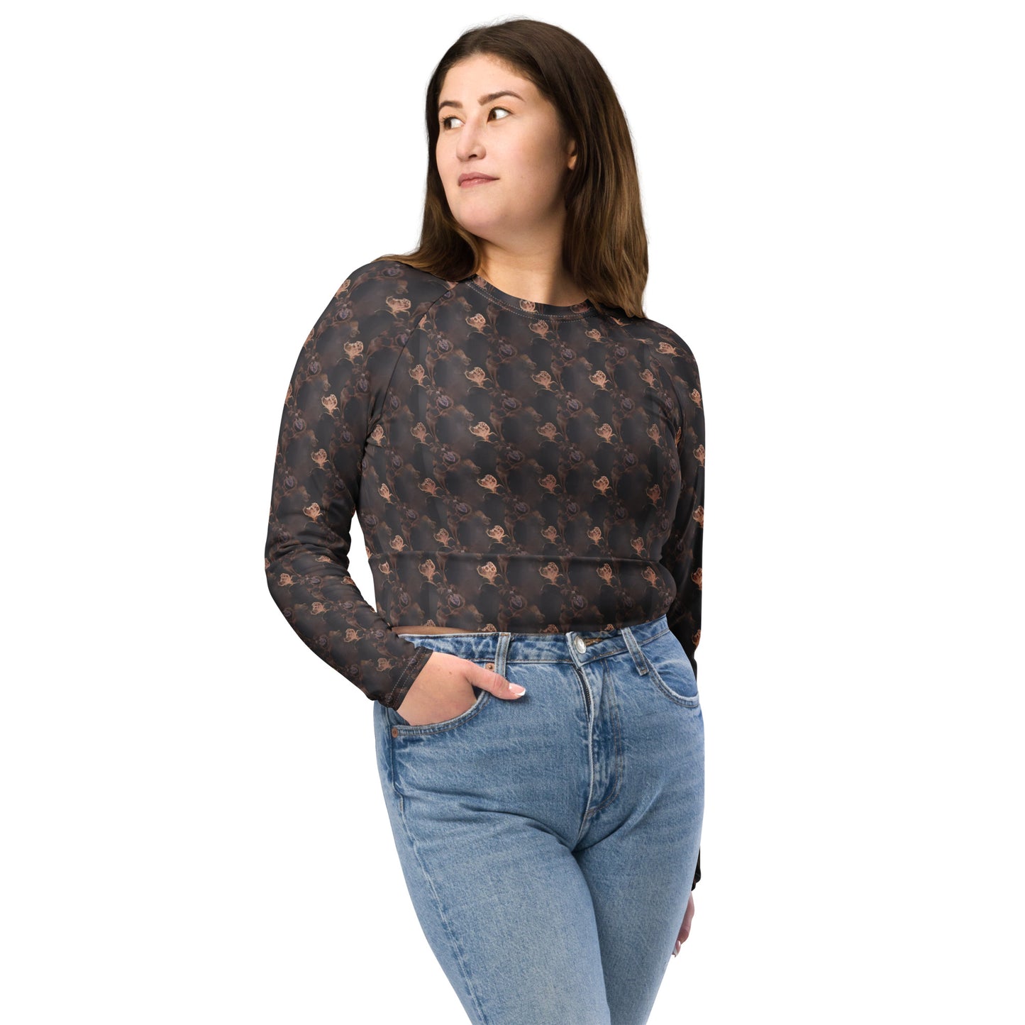 Recycled long-sleeve crop top