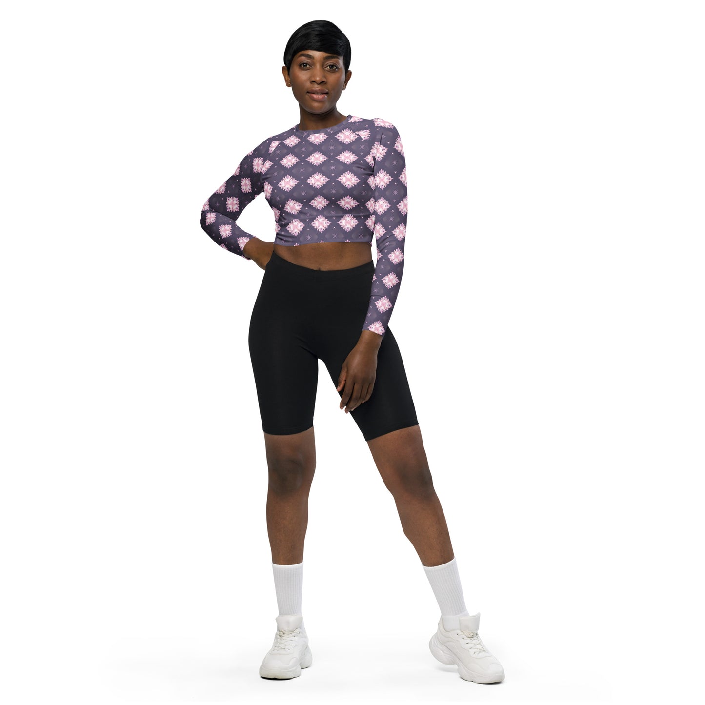 Recycled long-sleeve crop top