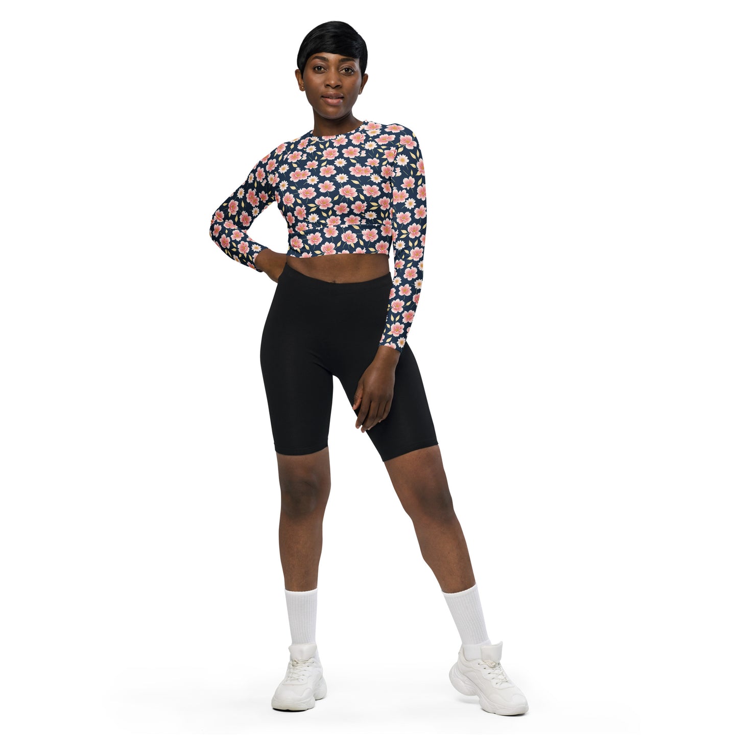 Recycled long-sleeve crop top