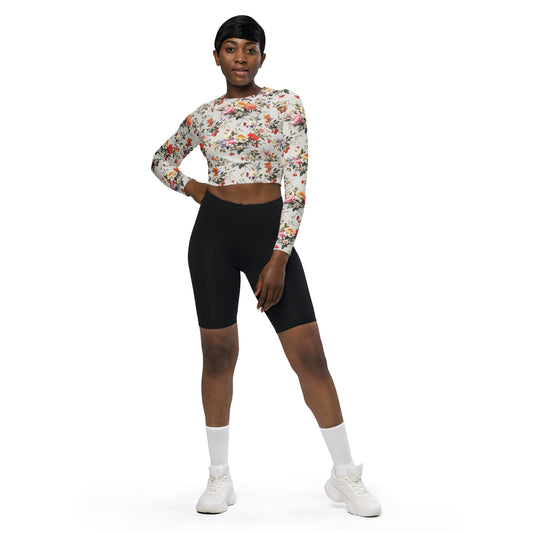 Recycled long-sleeve crop top