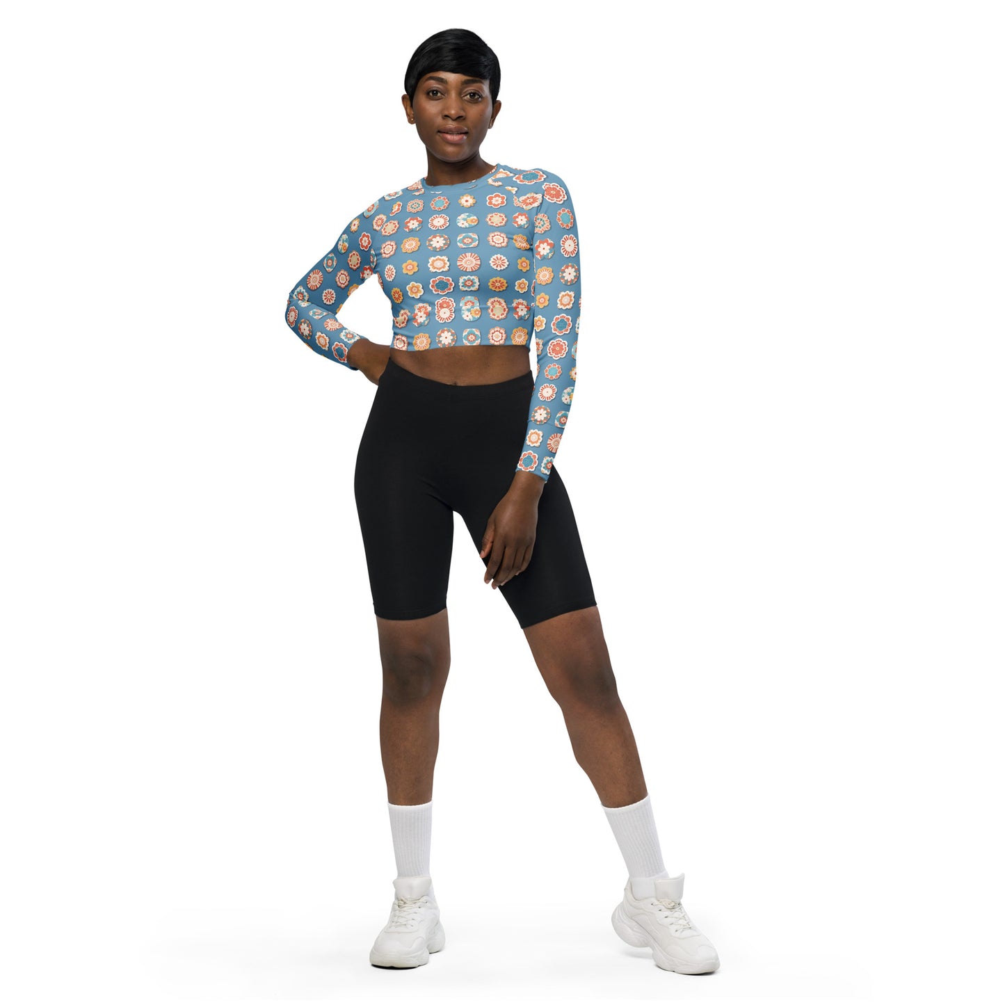 Recycled long-sleeve crop top