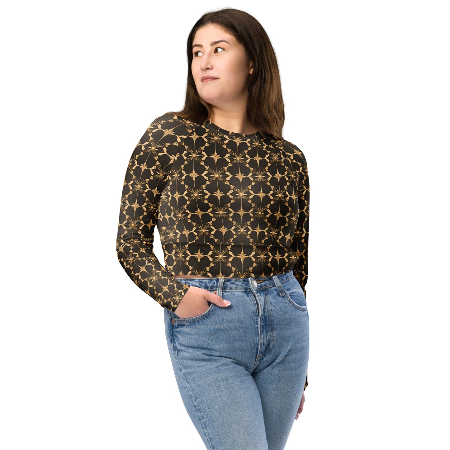 Recycled long-sleeve crop top