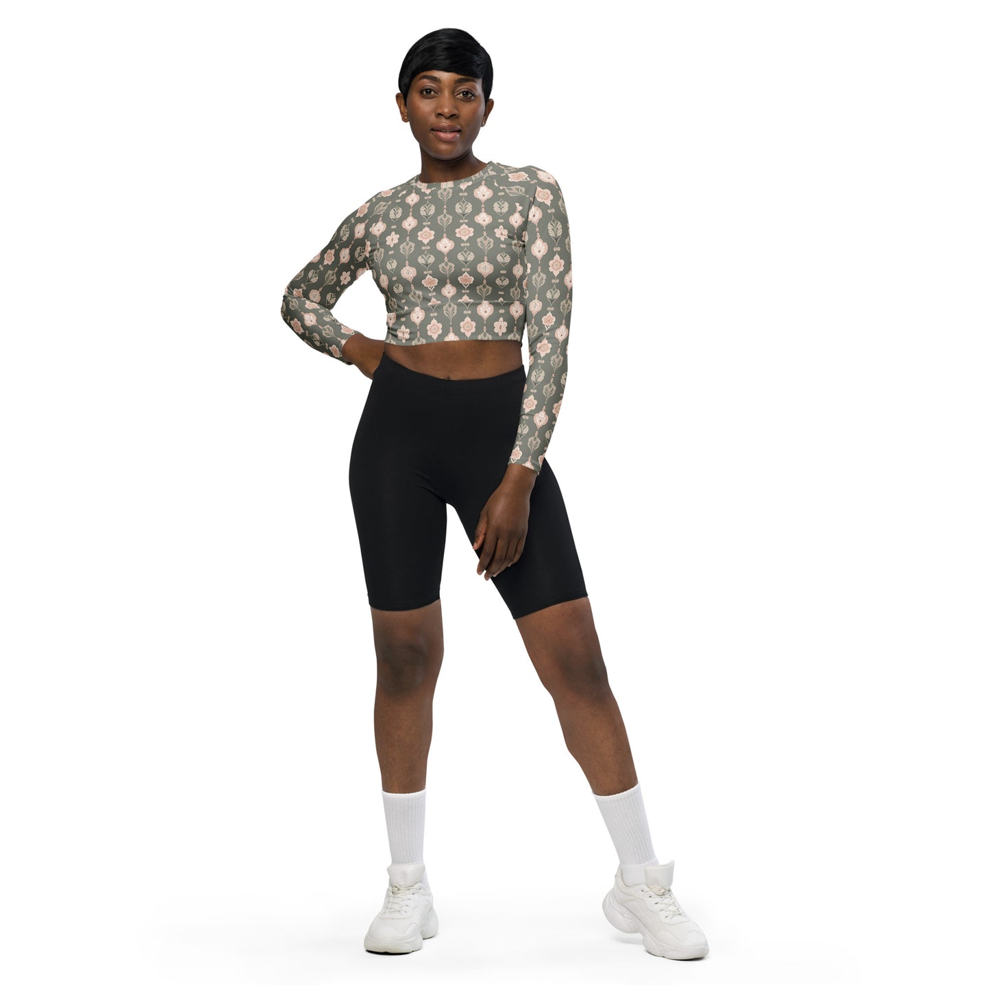 Recycled long-sleeve crop top