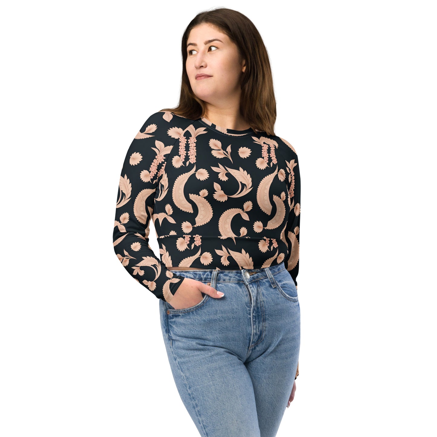 Recycled long-sleeve crop top