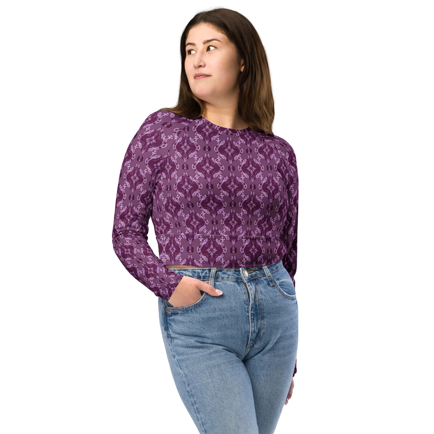 Recycled long-sleeve crop top