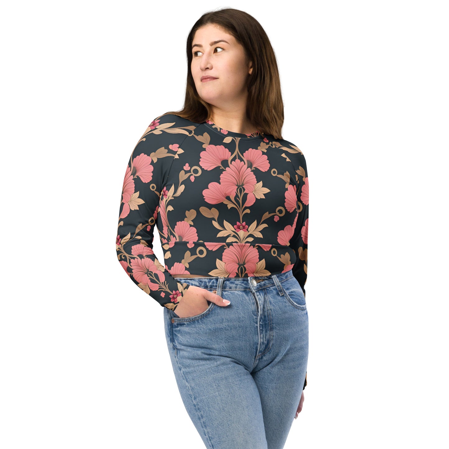 Recycled long-sleeve crop top