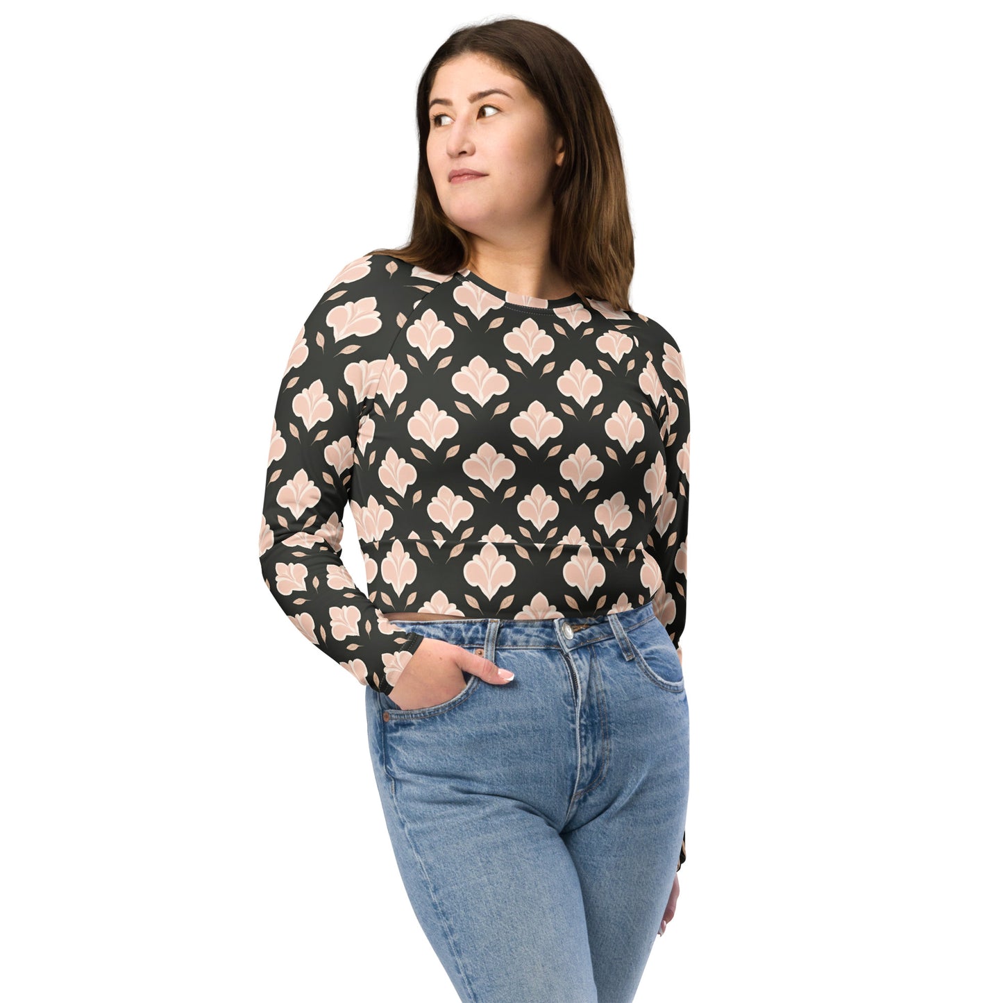 Recycled long-sleeve crop top